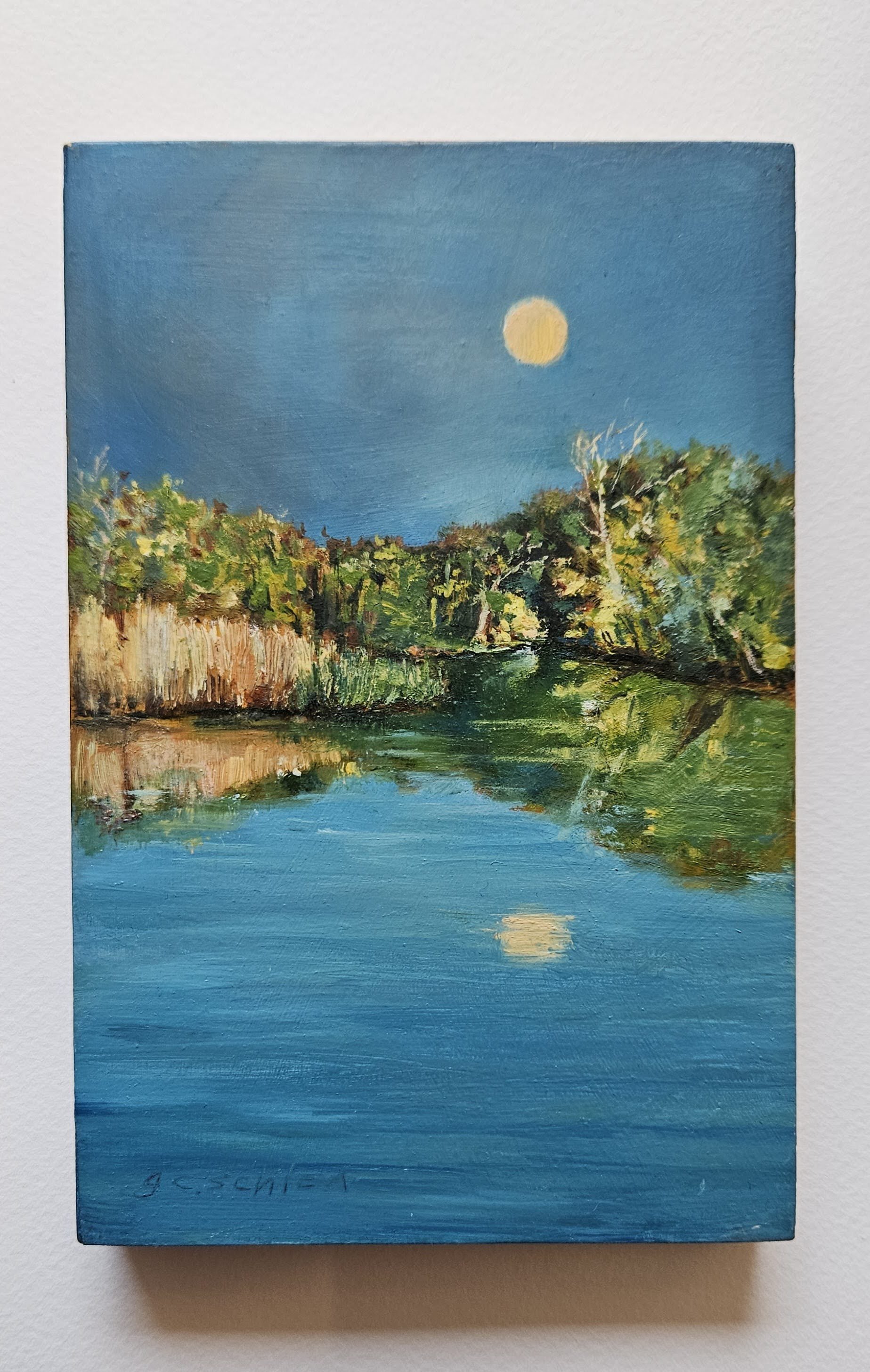 "Moon over Hinckley Lake" a study in oil