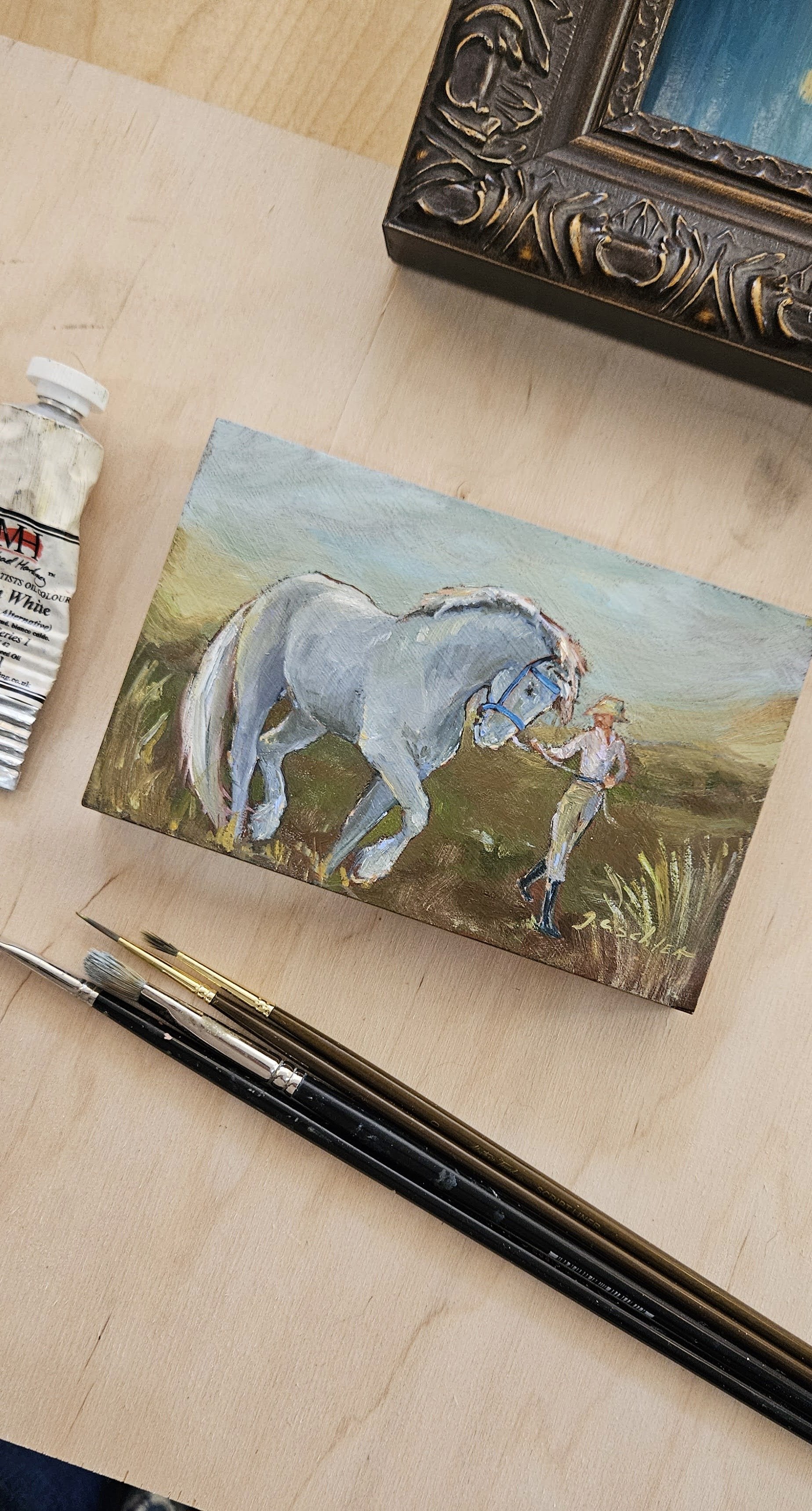 "Percheron and Farmer" a study in oil