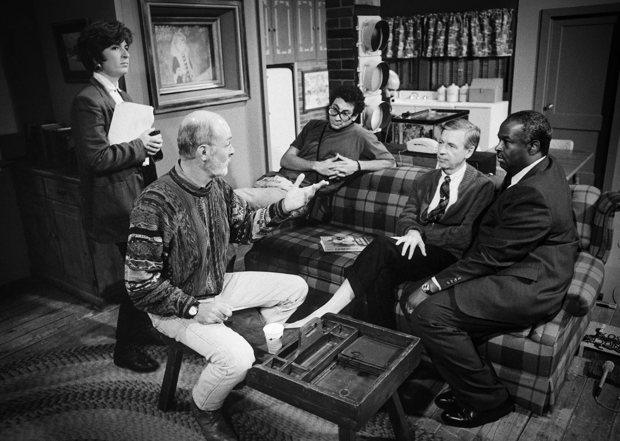 Fred Rogers between scenes