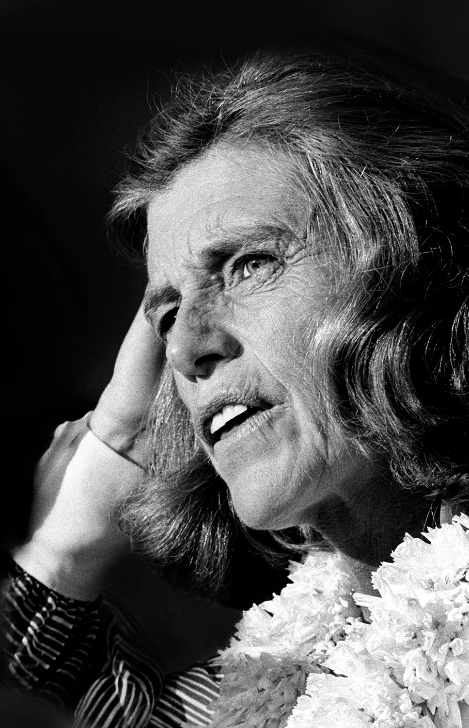 Eunice Kennedy Shriver speaking at the 1975 International Special Olympics opening ceremonies.