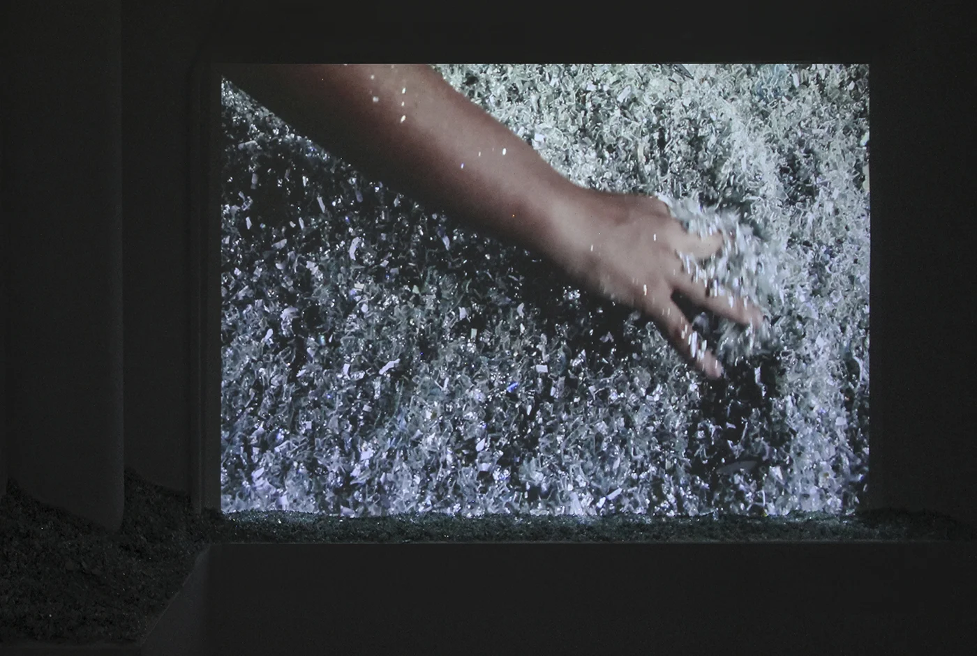 Installation documentation (including original CD shreds used in the video) from Slade MA/MFA Interim Show 2015 , Slade School of Fine Art, London, UK