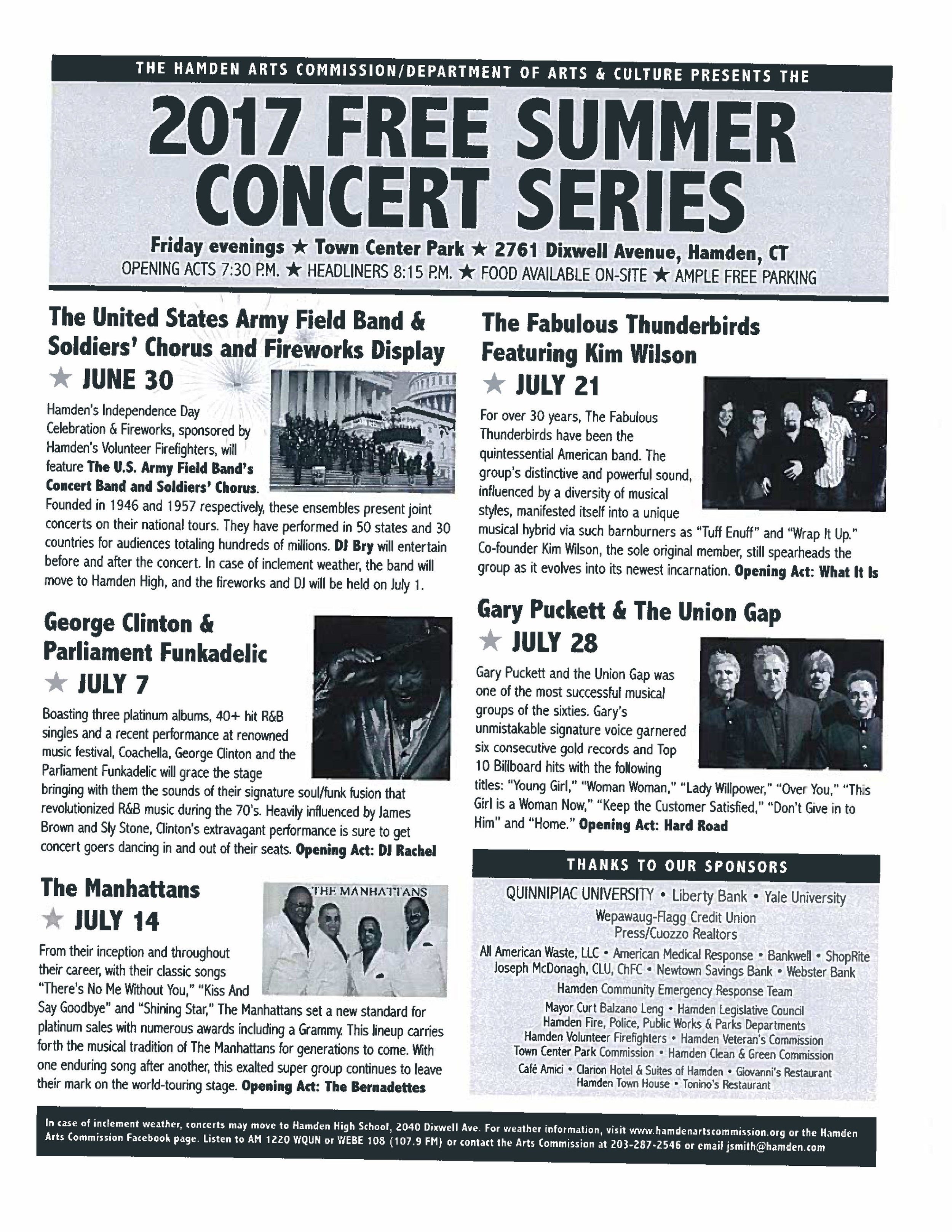 hamden summer concerts 2019 — Hamden Arts Commission