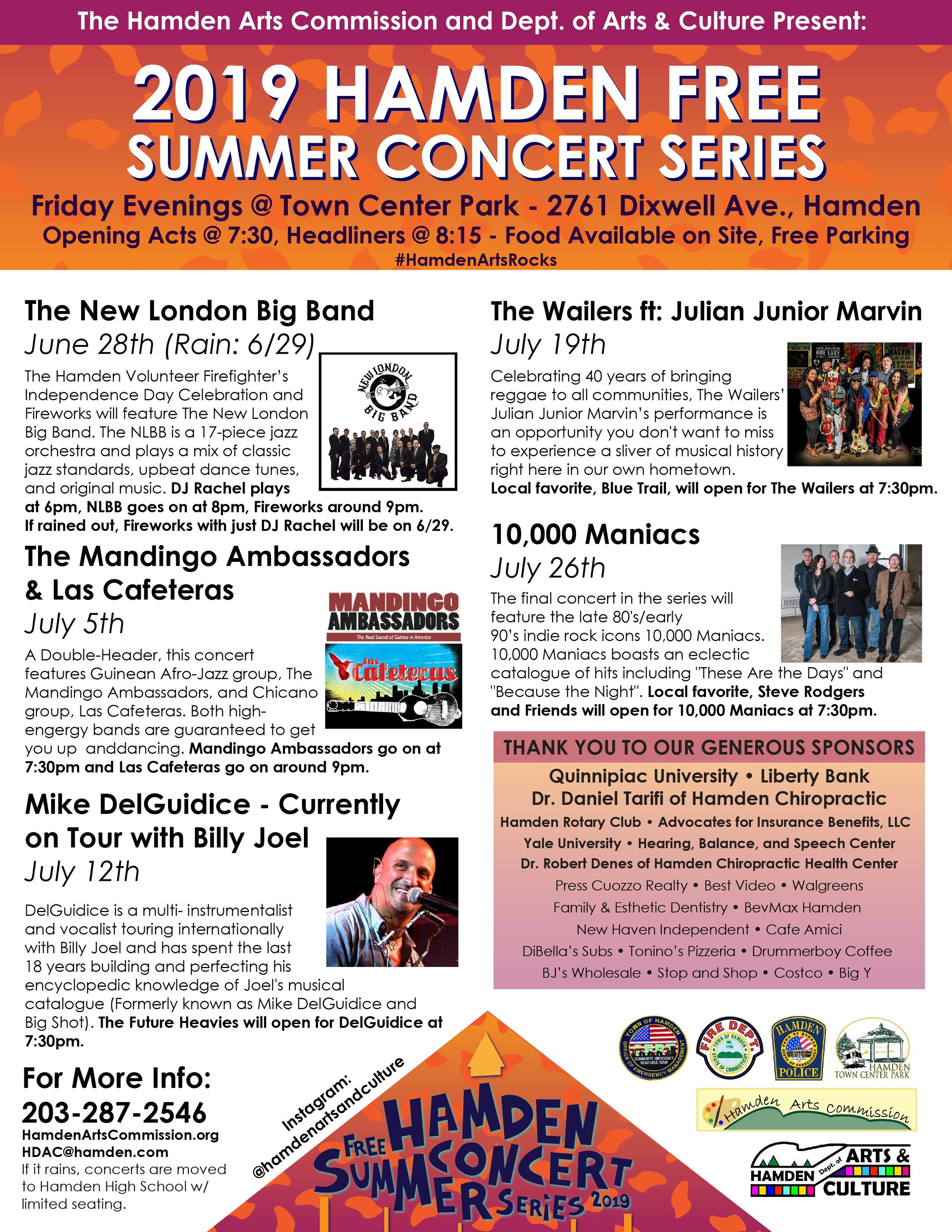 hamden summer concerts 2019 — Hamden Arts Commission