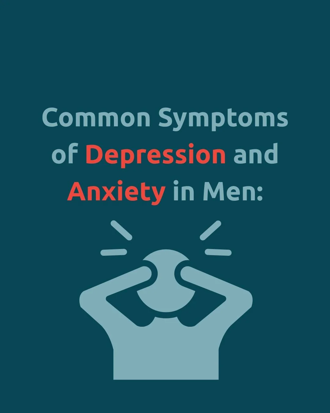 You are not alone. Anxiety and depression are common and treatable.

Anxiety and depression in men often go unseen, hidden behind work, silence, or anger. But you don&rsquo;t have to carry it alone.

Learn the signs. Reach out. Healing is possible.

