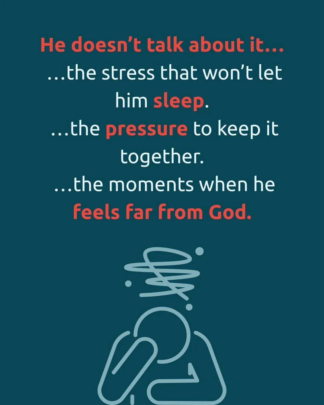 He doesn’t say it out loud.
But he feels it, 
the exhaustion, the racing thoughts, the weight that never seems to lift.
He keeps pushing through, because that is what men are taught to do.
But you don’t have to keep carrying it alone.
Y