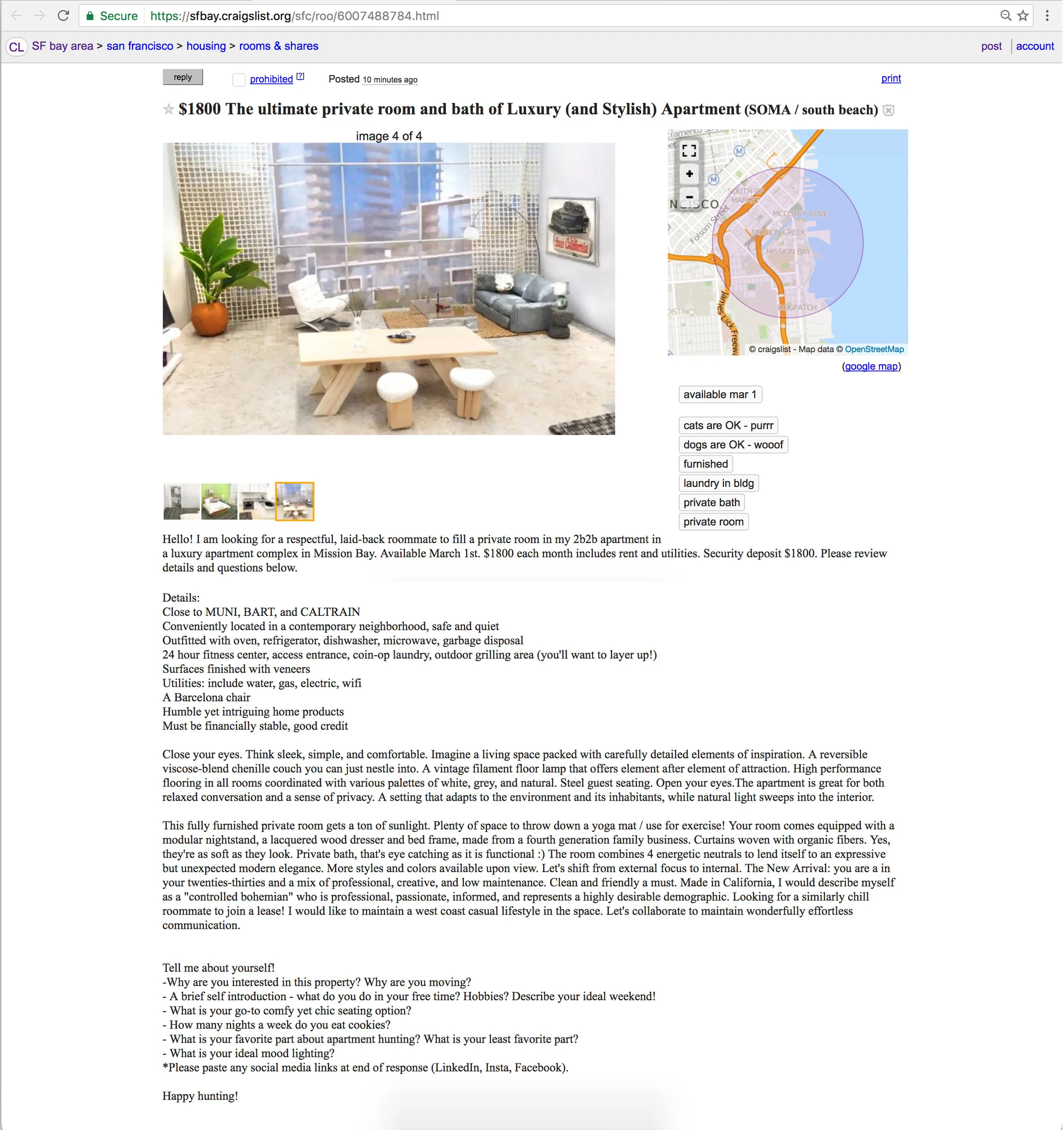 The Ultimate Private Room of Luxury Craigslist posting for social engagement, 2017
