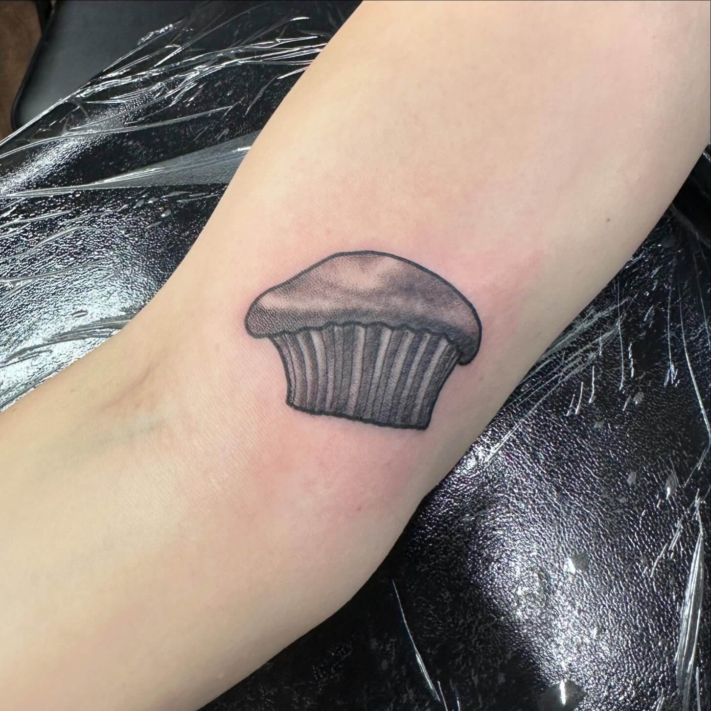 #fun #little #tattoo of a #muffin #arm #bend