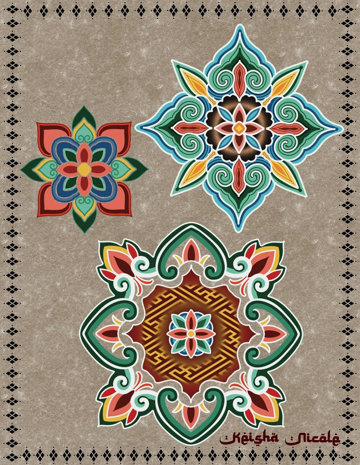 I made some Korean temple mandalas I&rsquo;d love to tattoo 🐉
.
.
.
#mandalas #koreantemples #mandalatattoos #colormandalas #keishanicoletattoo #pnw #centraloregontattooers