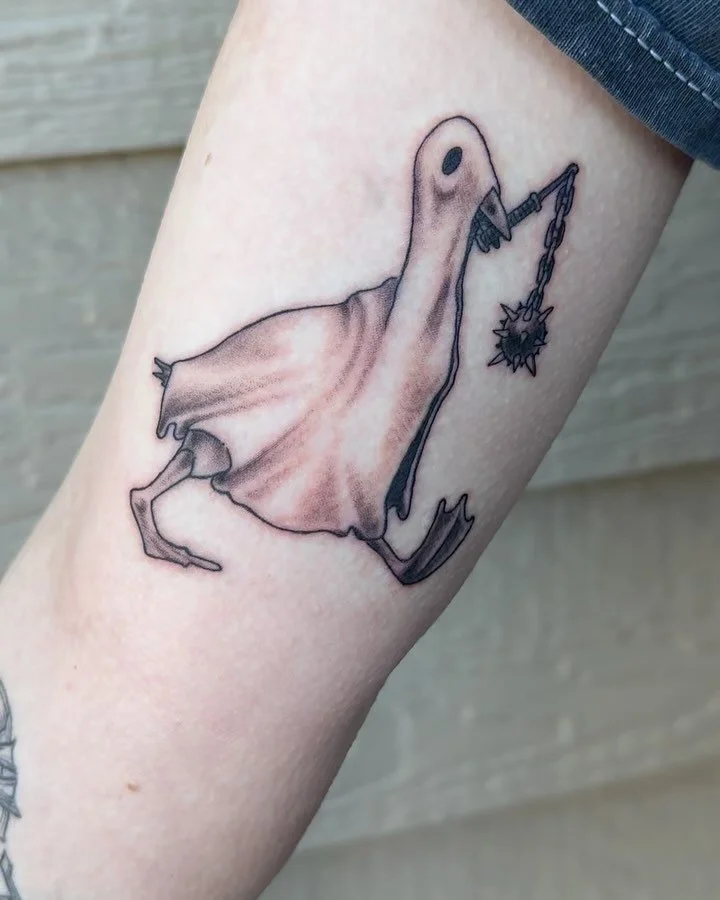 #geese #goose #tattoo #tattoos #tattooartist #bendtattooer #bendoregon #bendtattoos #bendtattoocompany #bendtattooartist #bendtattoo #art #artist #surealism #fun #armor #midevil #pnw #centraloregon #taosky #skyhigh