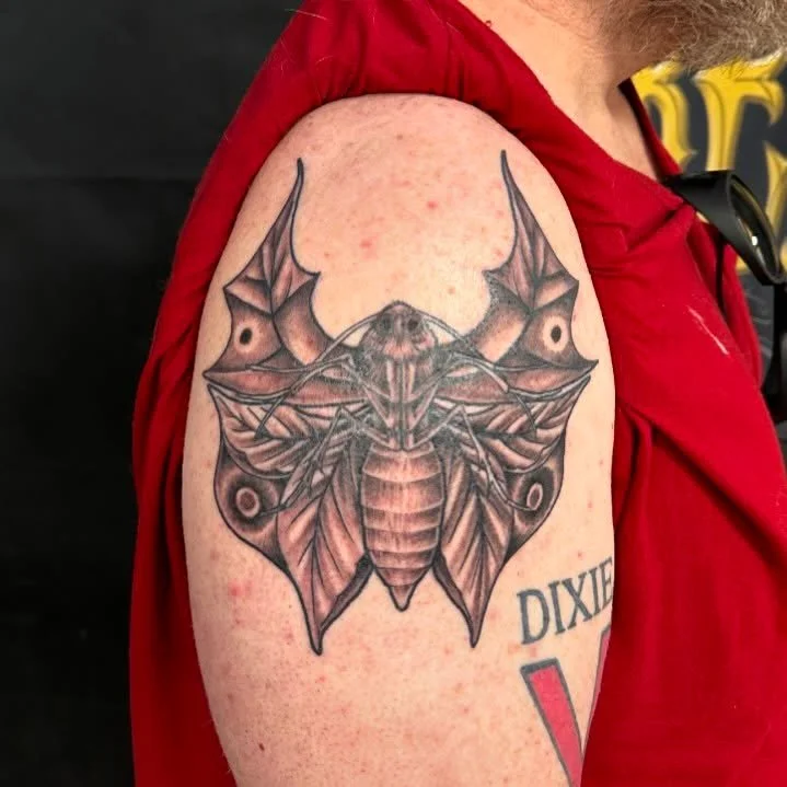 #leafmoth #tattoo #mothtattoo #mothleaf #bendtattoos #bendtattoo #centraloregon #pnw #bend #bendOregon #tattoo #mothtattoo  #armtattoo #bendtattoocompany