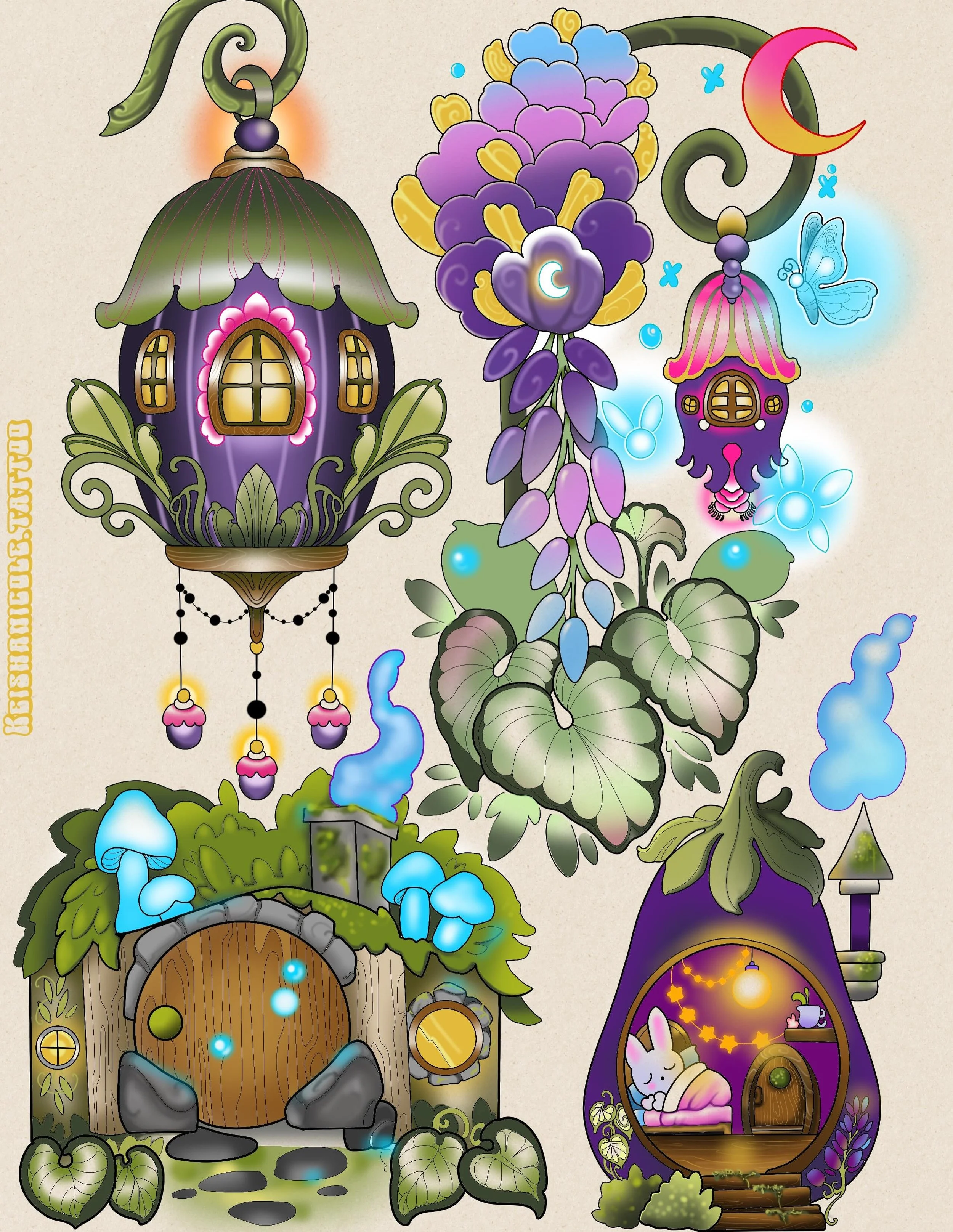🧚🌀 Fairy scapes 🌀🧚 I&rsquo;d really love to tattoo these 💌 KeishaNicoleAtelier@gmail.com - please visit my links claim my flash !