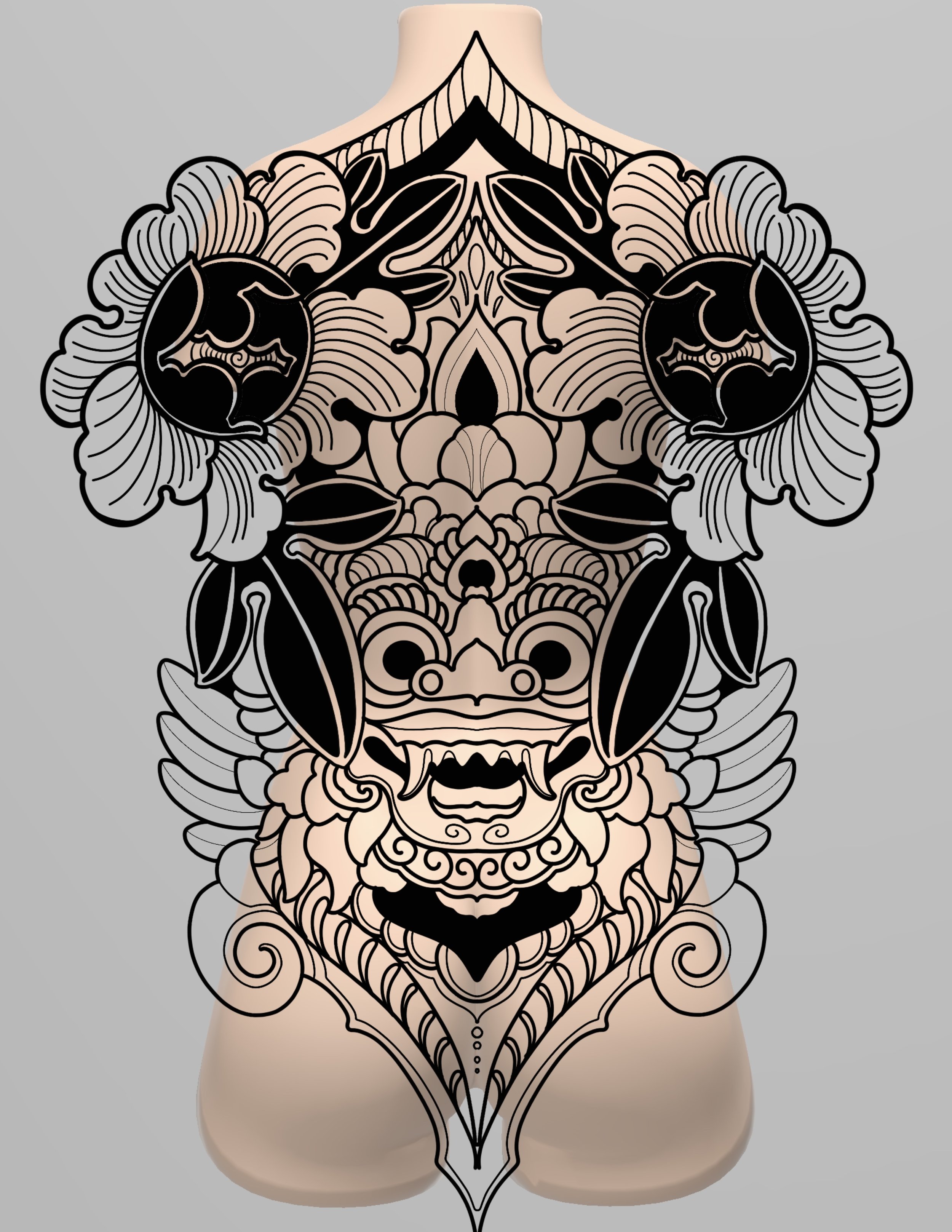 Tribal Black Mask Backpiece