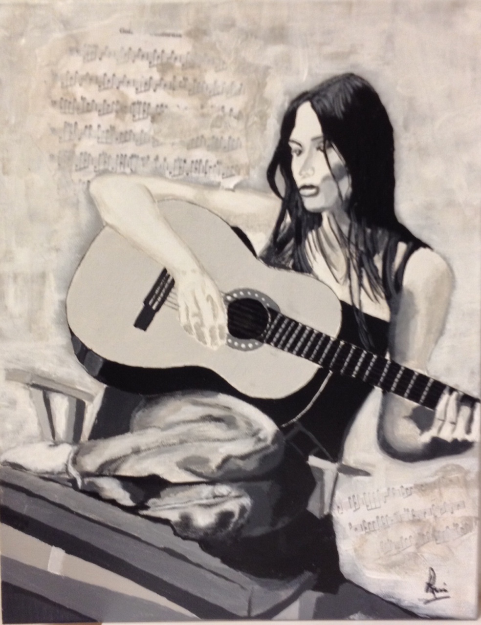 She Plays Guitar And Cries And Sings - 12" x 14"