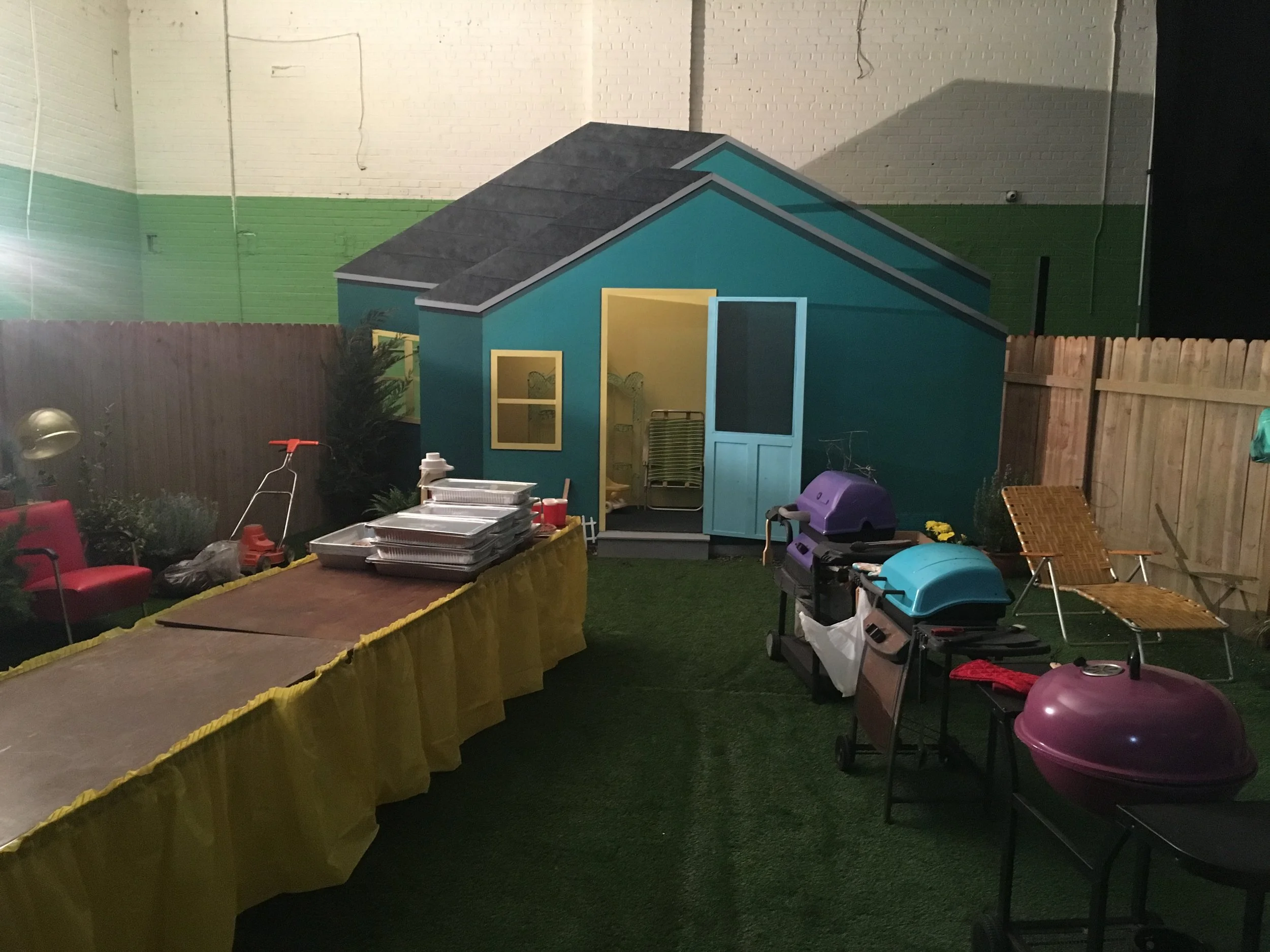  RANDOM ACTS OF FLYNESS, HBO: PAINTED, AGED STAGE SET BUILD (TROMPE L’OEIL HOUSE) 