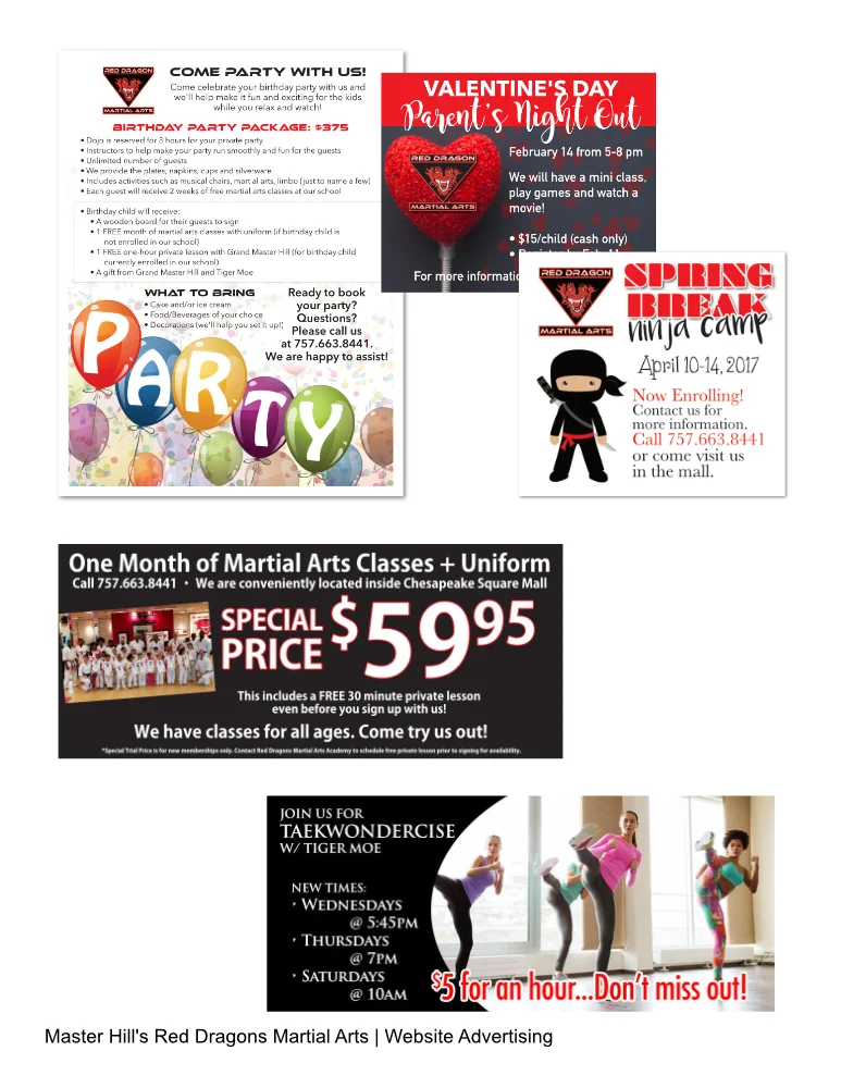 Master Hill's Red Dragons Martial Arts: Digital Advertising