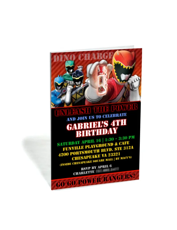 Power Rangers Theme Birthday Invitation