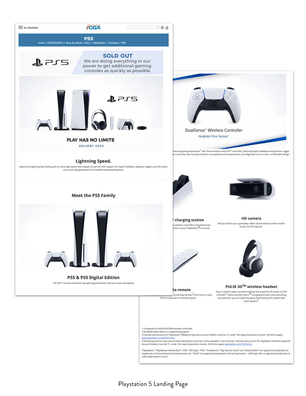 shopCGX Playstation 5 Landing Page