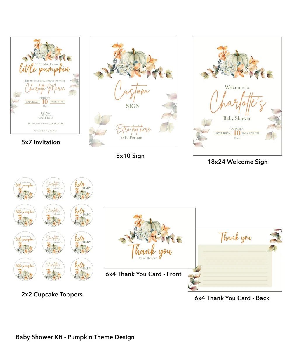 Pumpkin Theme Baby Shower Kit