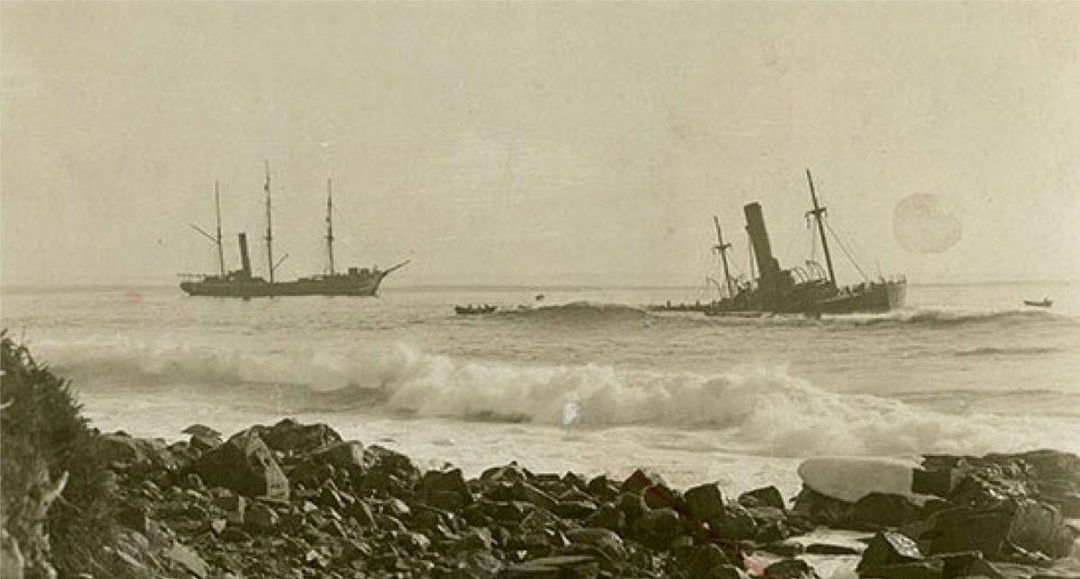 Salvaging the wreck of SS Florizel. Image A 68-105 from The Rooms Provincial Archives.