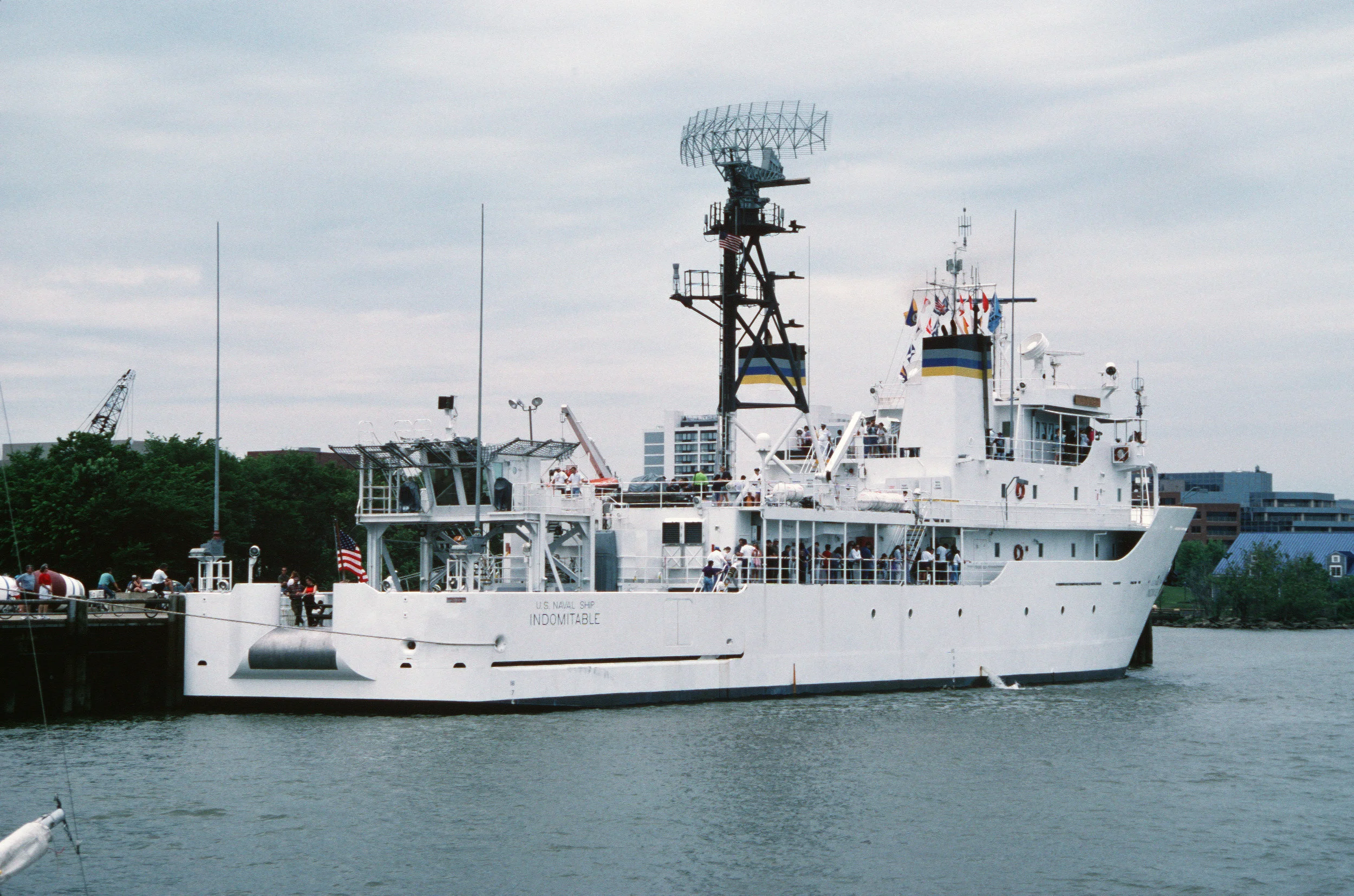 USNS Indomitable , circa 1998. Photo from Wikipedia .