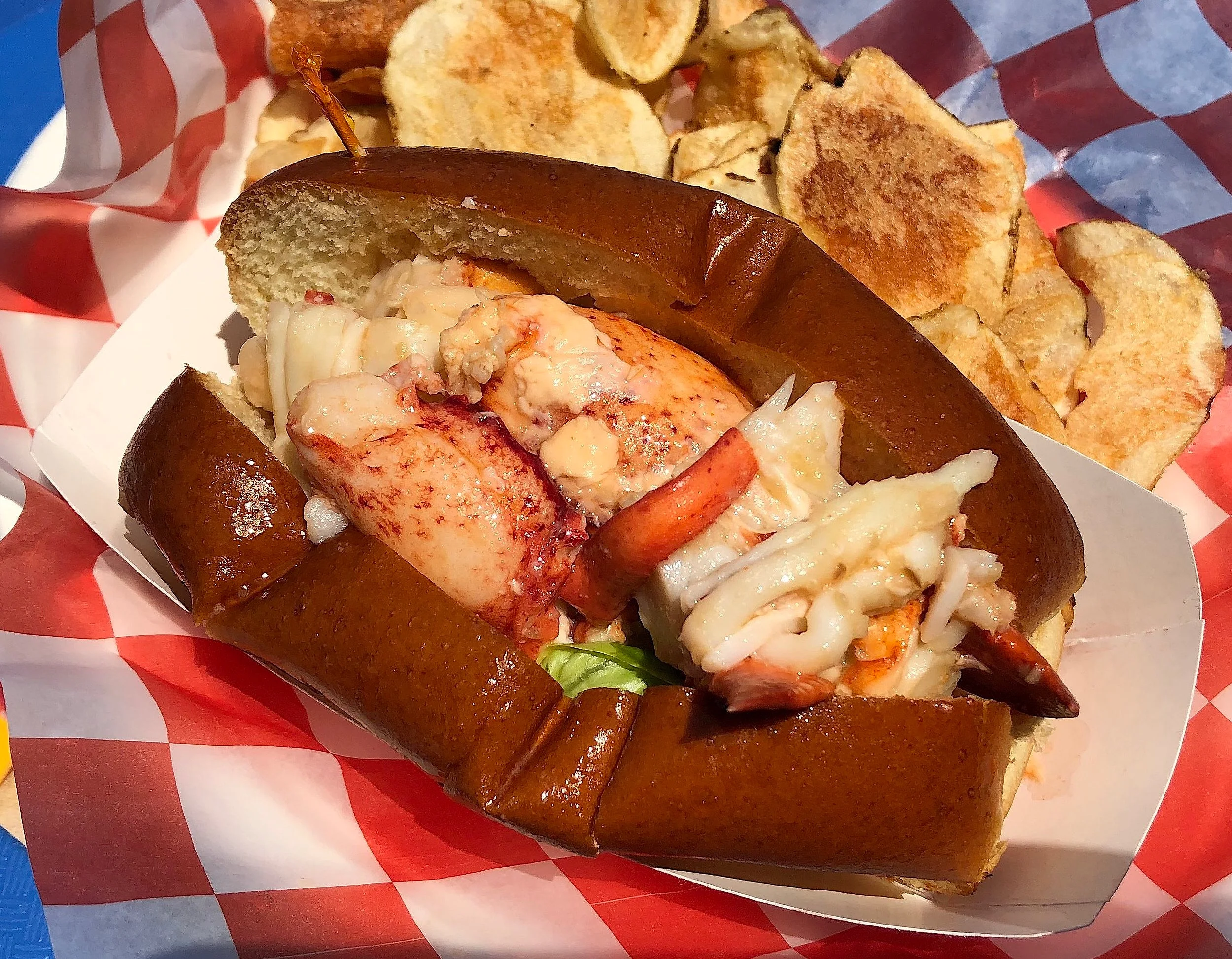 Lobster roll (Beal’s Southwest Harbor; Garlic Butter Roll)