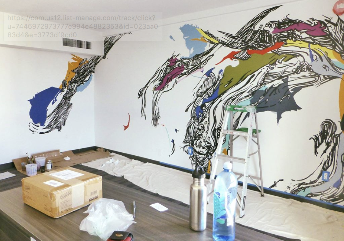 Sophia Ainslie's mural at the Studio Allston Hotel.