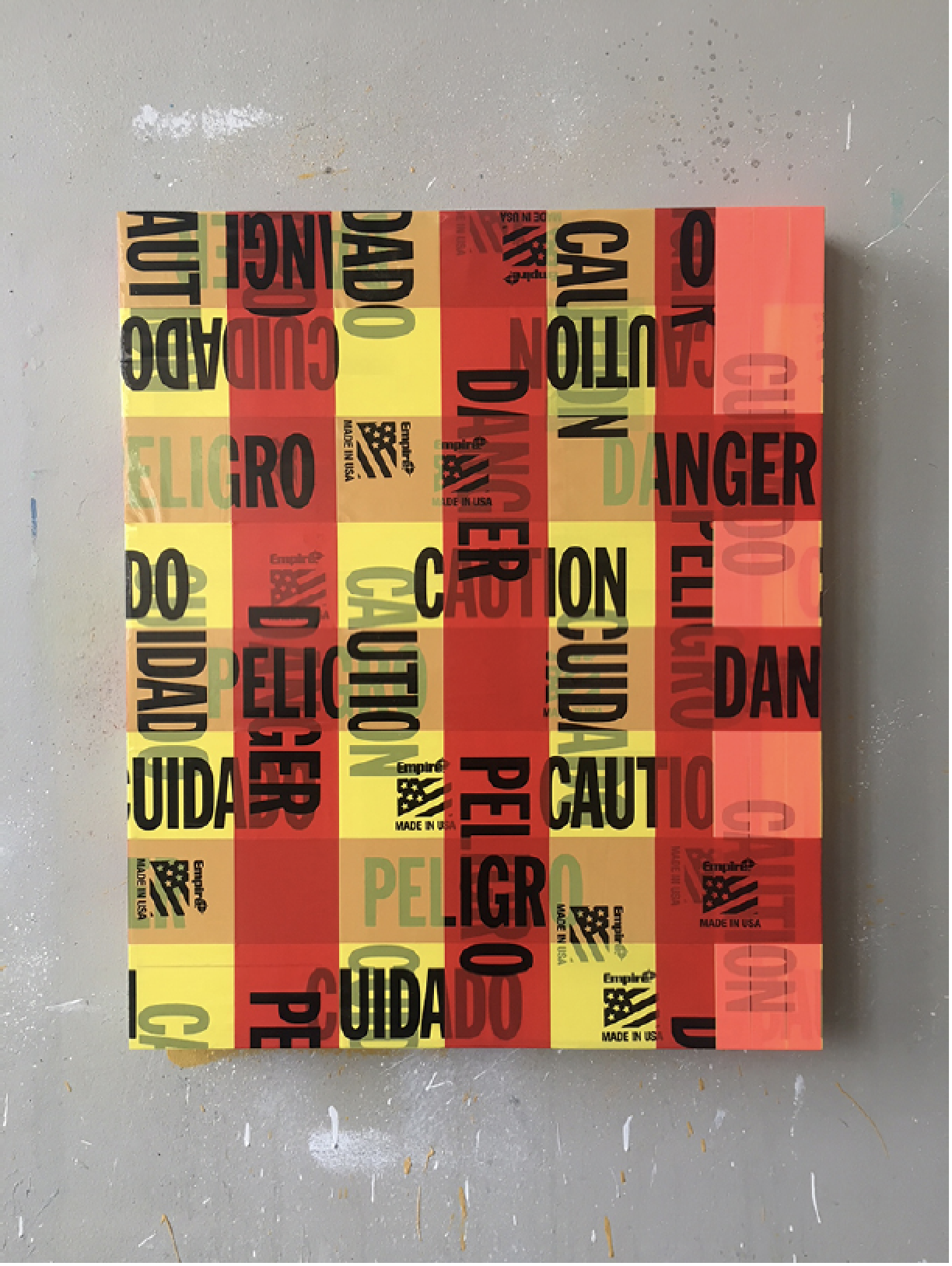 Caution/Danger #3, 2019 Mixed media collage on panel, 24 x 20, $2,000