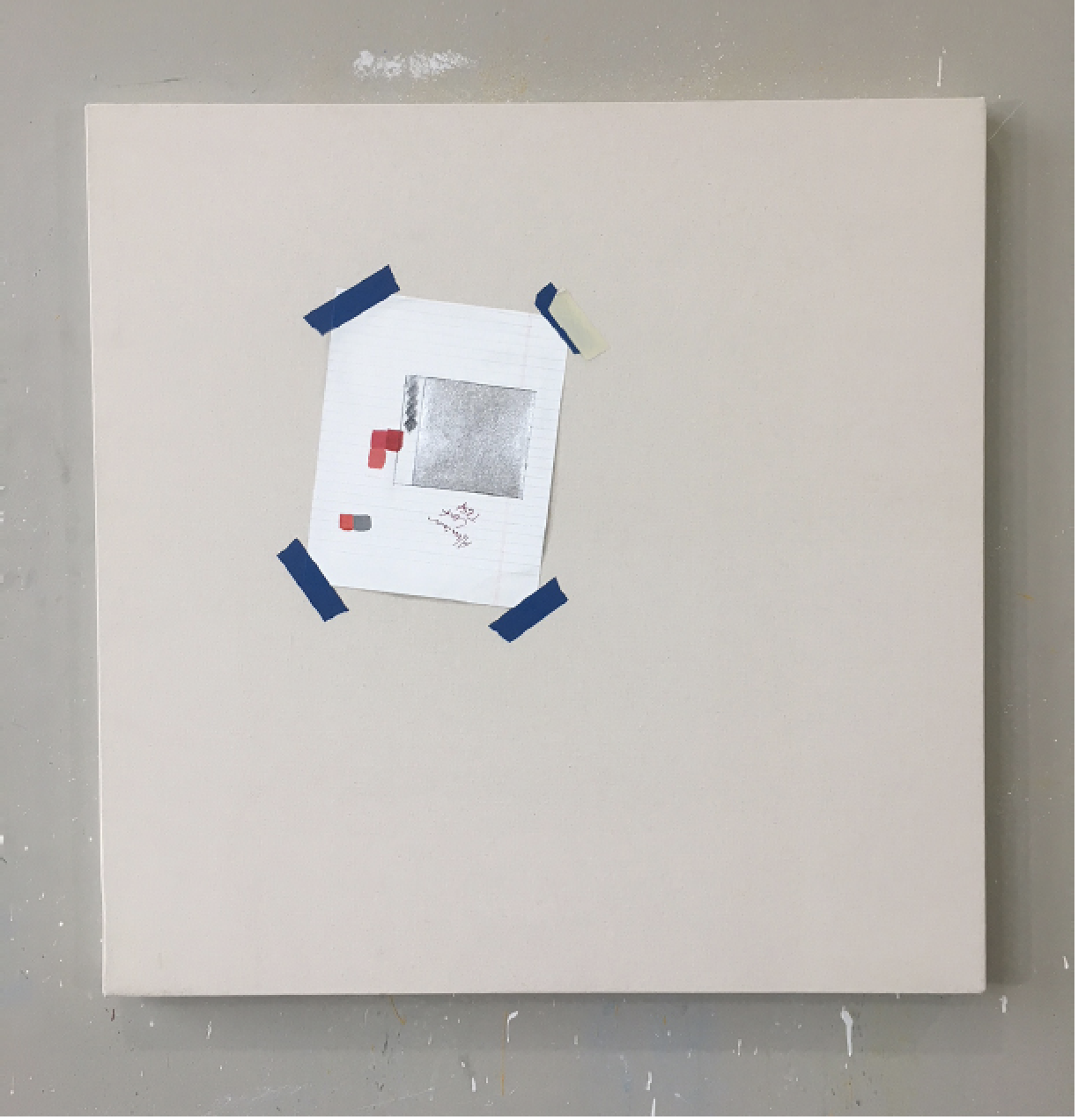 Note {Leaf Test}, 2018 Acrylic, graphite and silver leaf on canvas, 32 x 32, $3,000