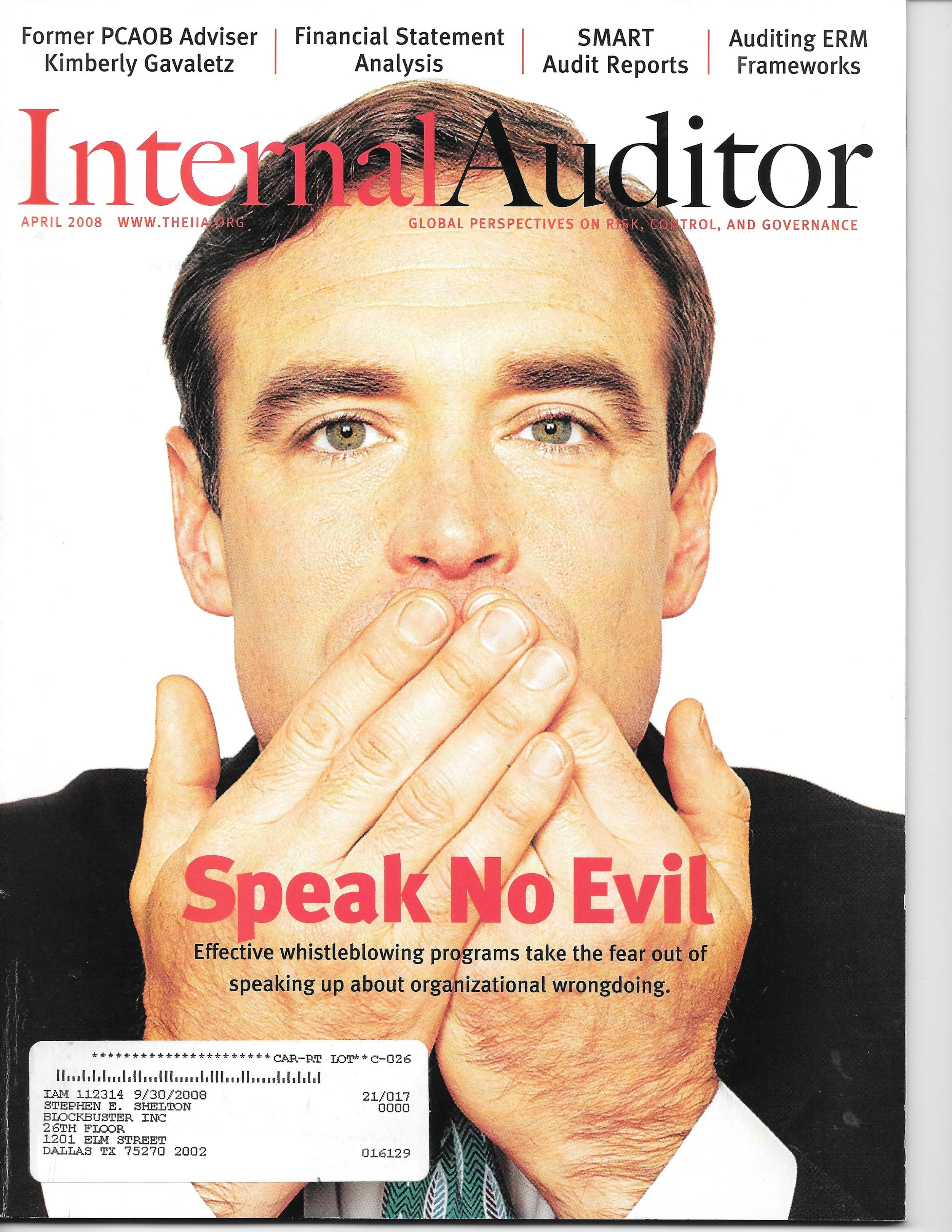 Contribution to IIA Article on Effective Whistleblower Programs - April 2008