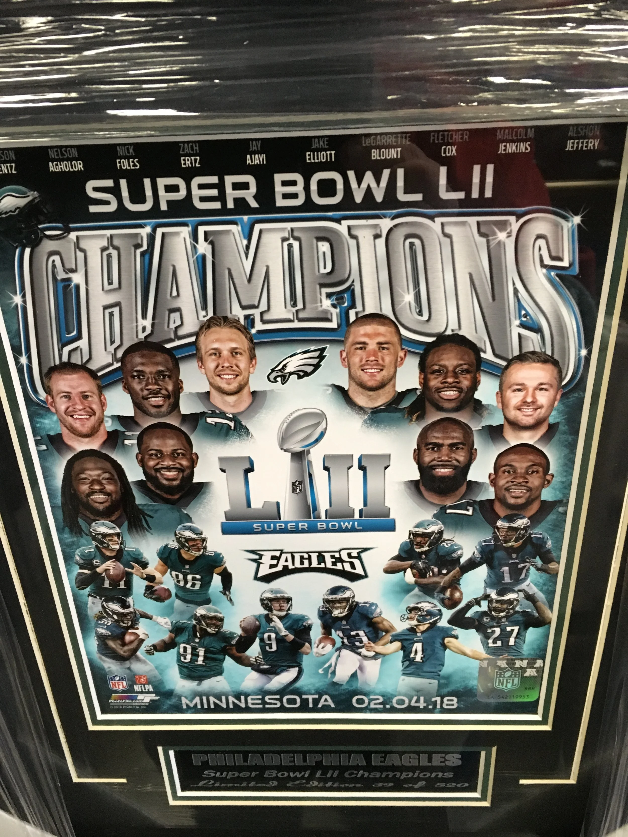 Philadelphia Eagles Super Bowl Champions Framed Matted Serial Numbered Picture