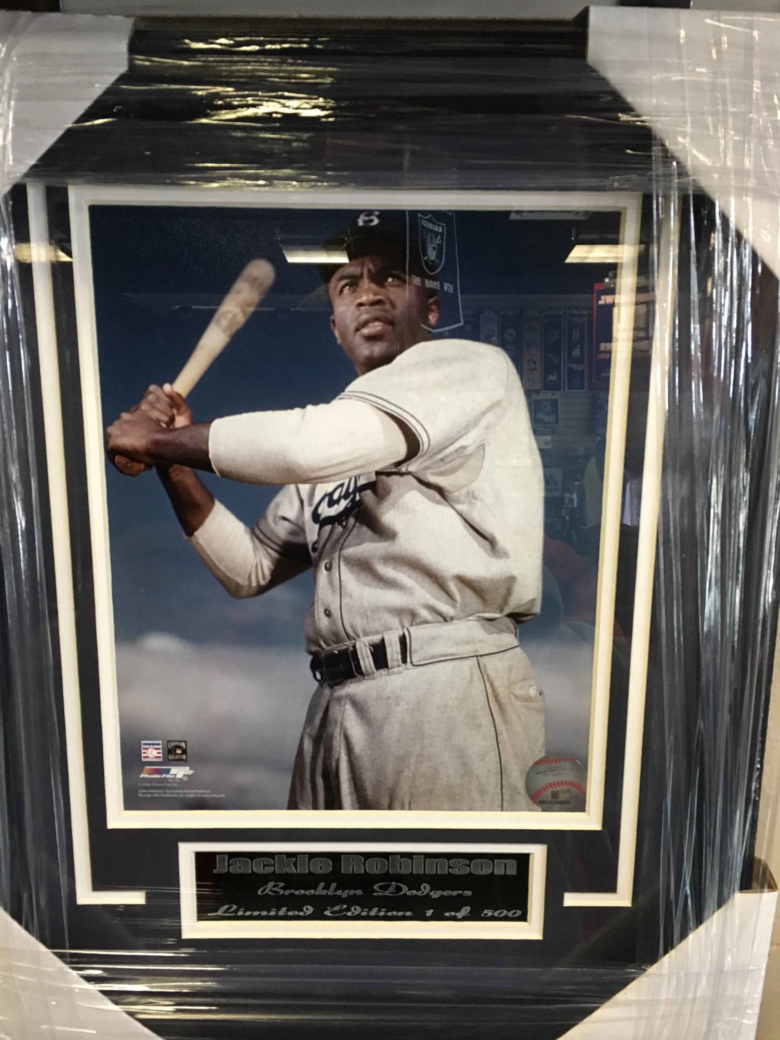Jackie Robinson Brooklyn Dodgers Framed Matted Serial Numbered Picture