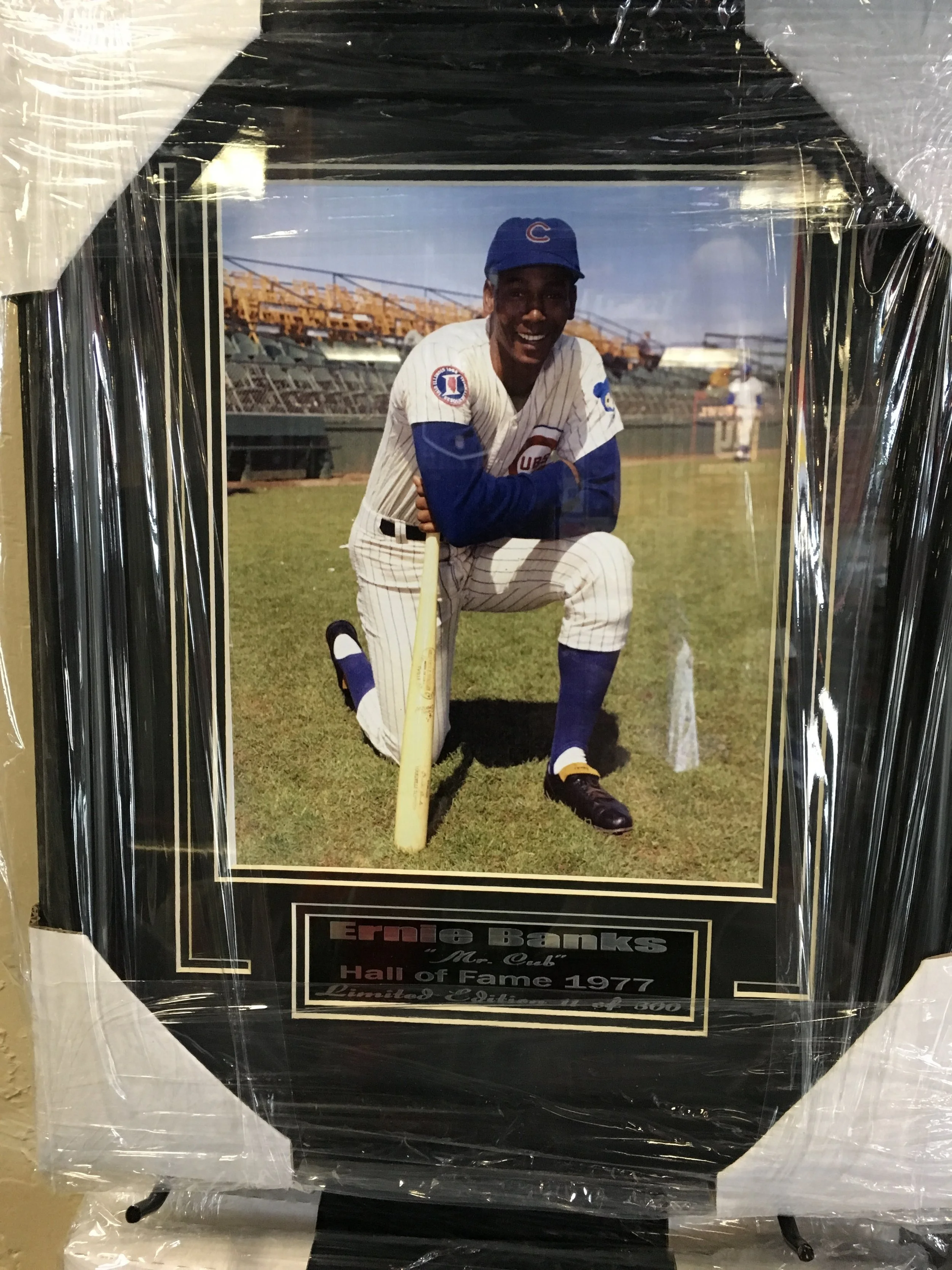 Ernie Banks Chicago Cubs Framed Matted Serial Numbered Picture