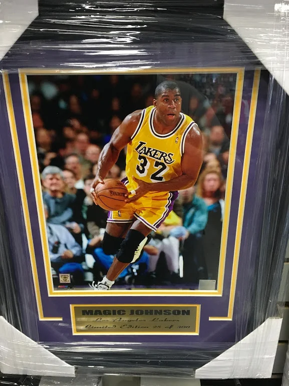 Magic Johnson Las Angeles Lakers Framed Matted Serial Numbered Picture