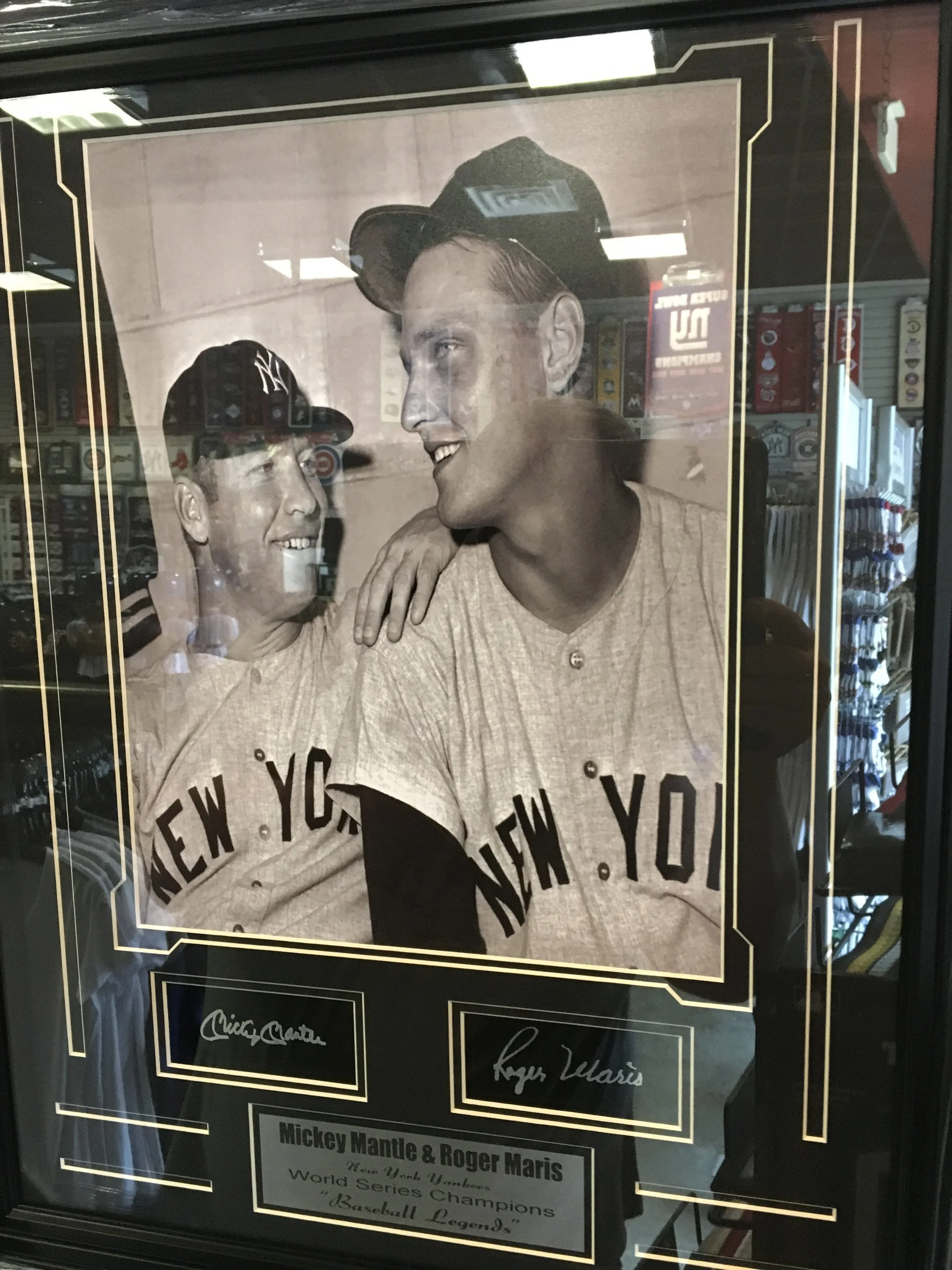 Mickey Mantle & Roger Maris Dual Laser Engraved Autograph Framed and Matted Picture