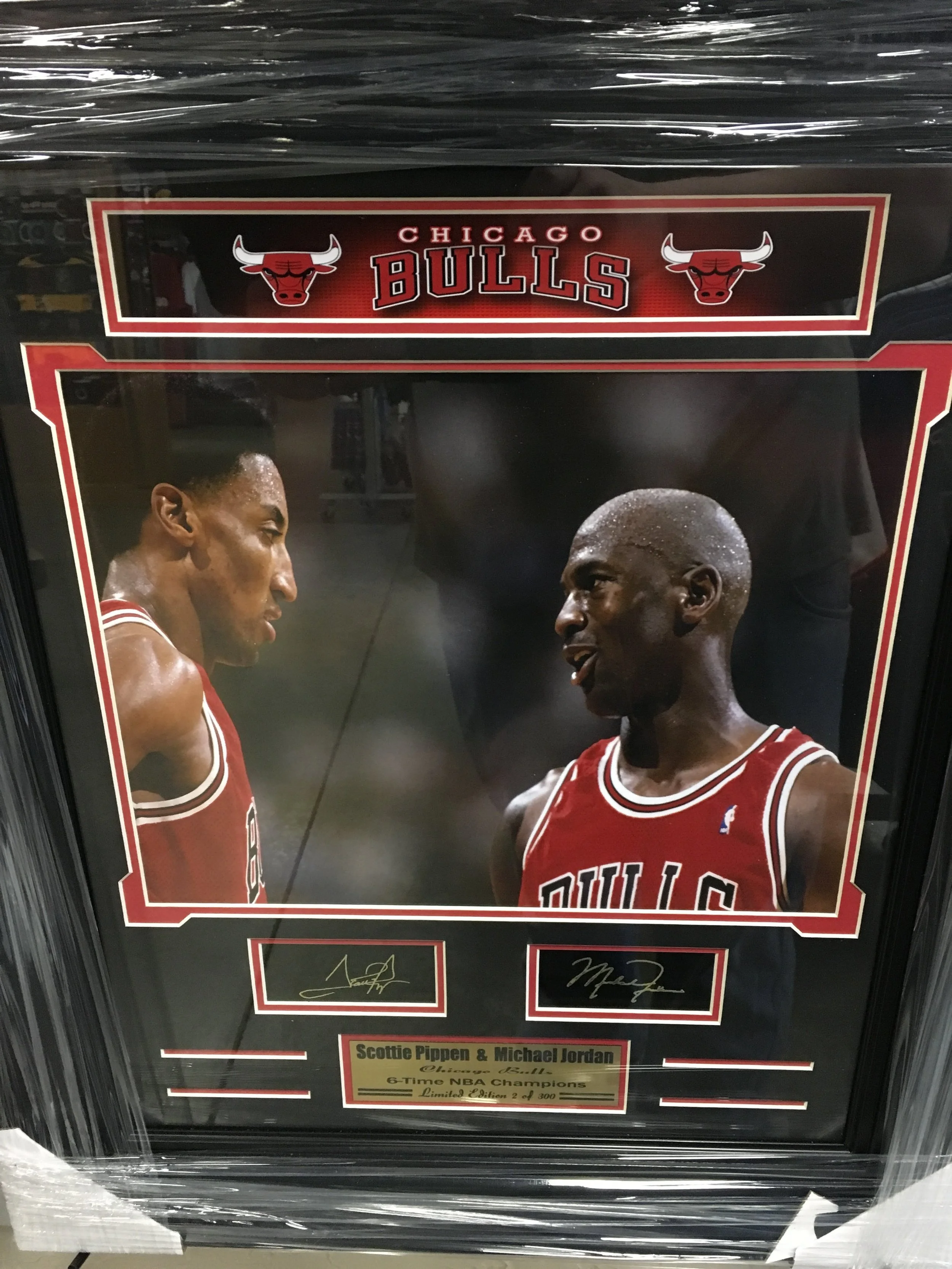 Michael Jordan & Scottie Pippen Dual Laser Engraved Autograph Serial Numbered Framed and Matted Picture