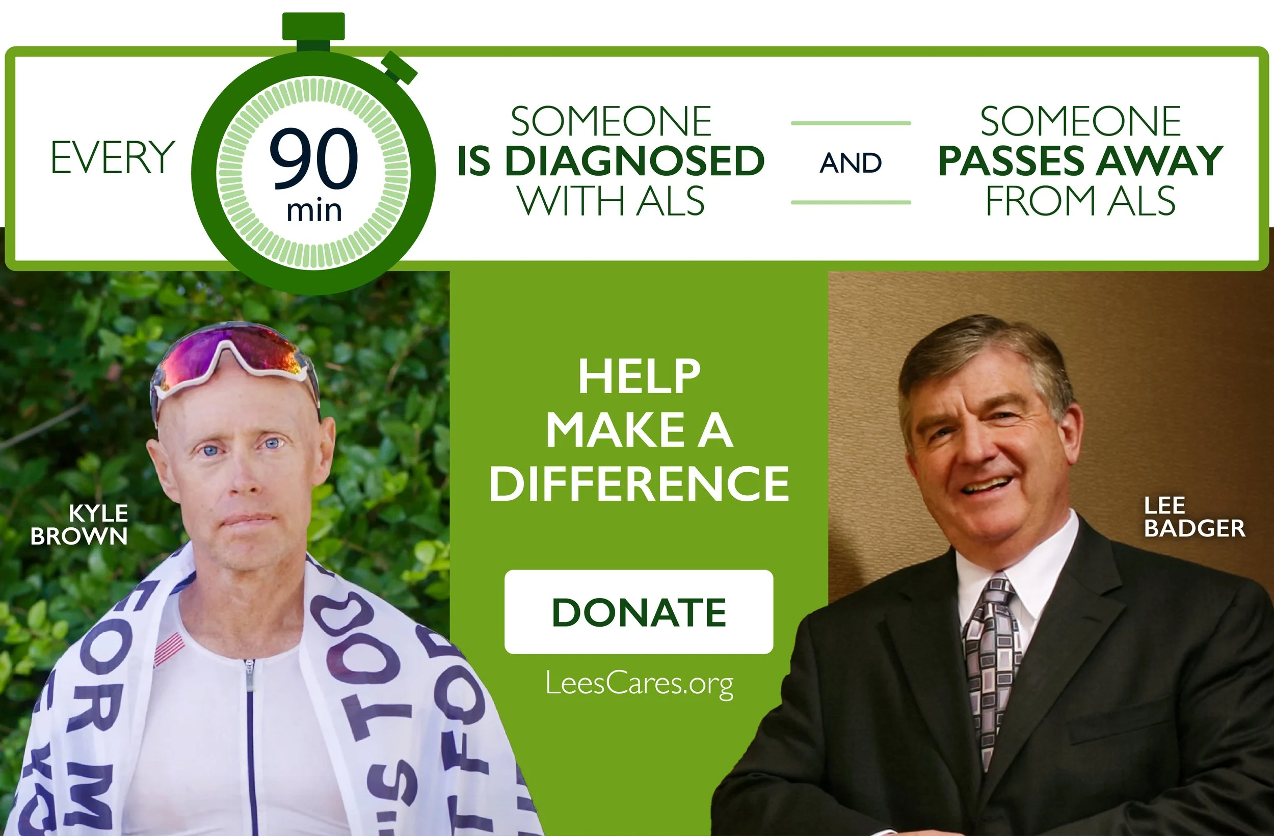 Every 90 minutes someone is diagnosed with als and someone passes away from ALS. Help make a difference. Donate