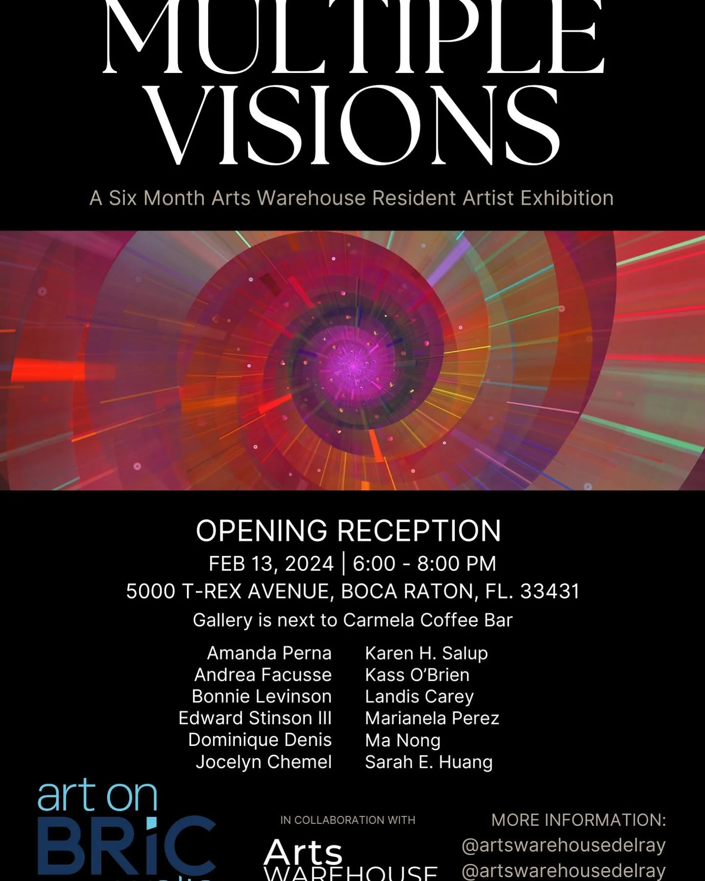 This is a first of its kind, a collaboration between @artswarehousedelray and @workatbric featuring a group of Artists in Resident at the Arts Warehouse in Delray. 
The art presented will bring together the different styles of all these amazing artis