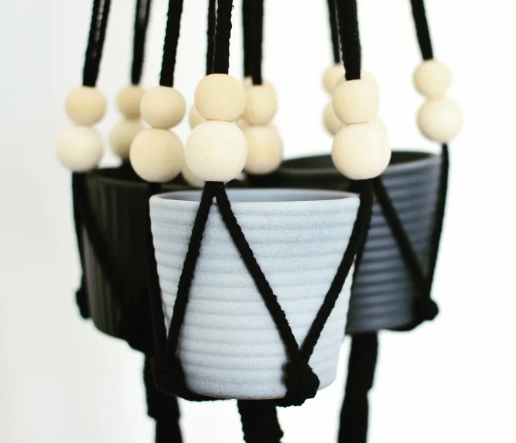 Pilea Plant Shop Black Macrame Plant Hanger Grey Pot Beaded Selection.jpg