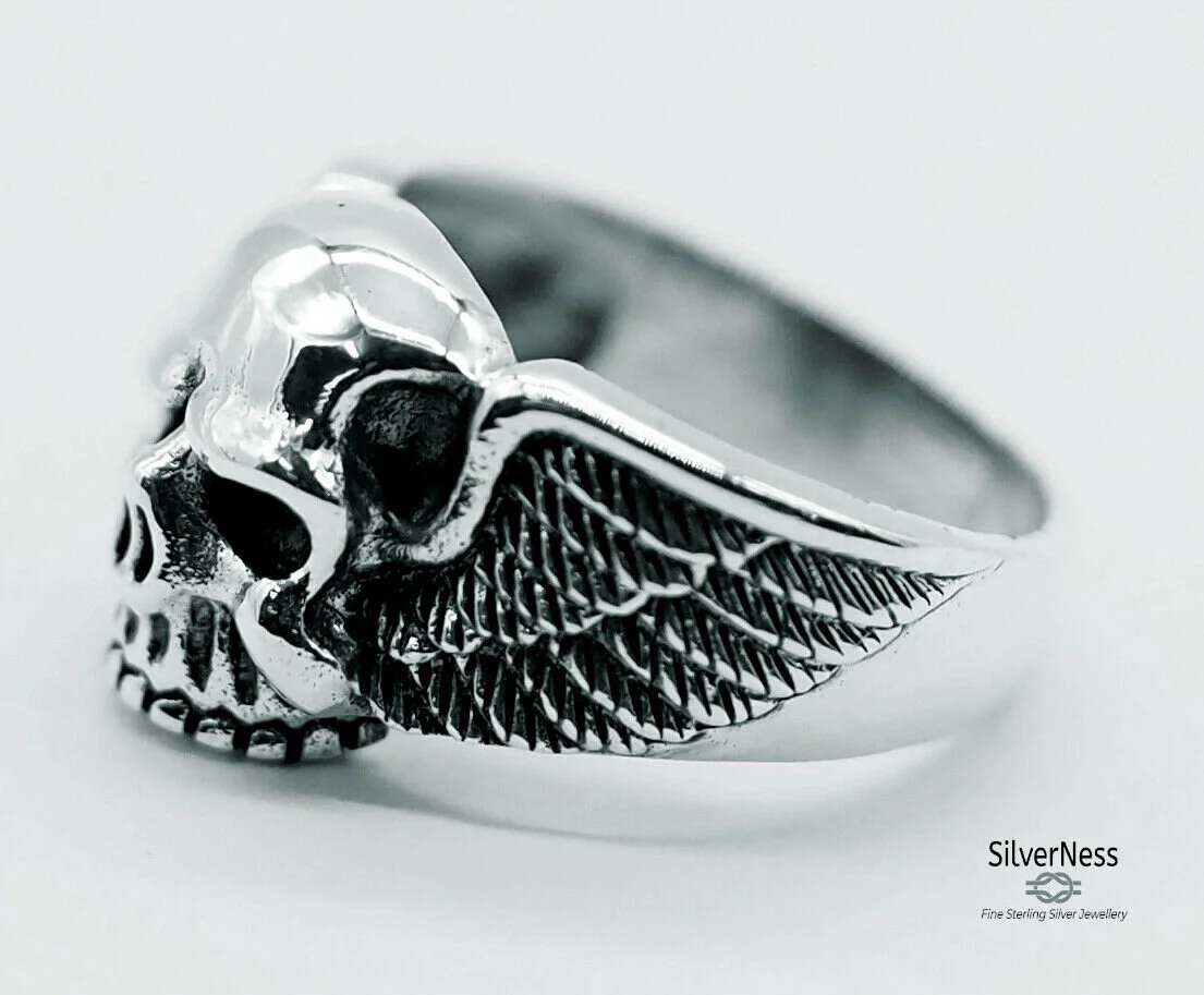 SilverNess Men's Jewellery Winged Skull 