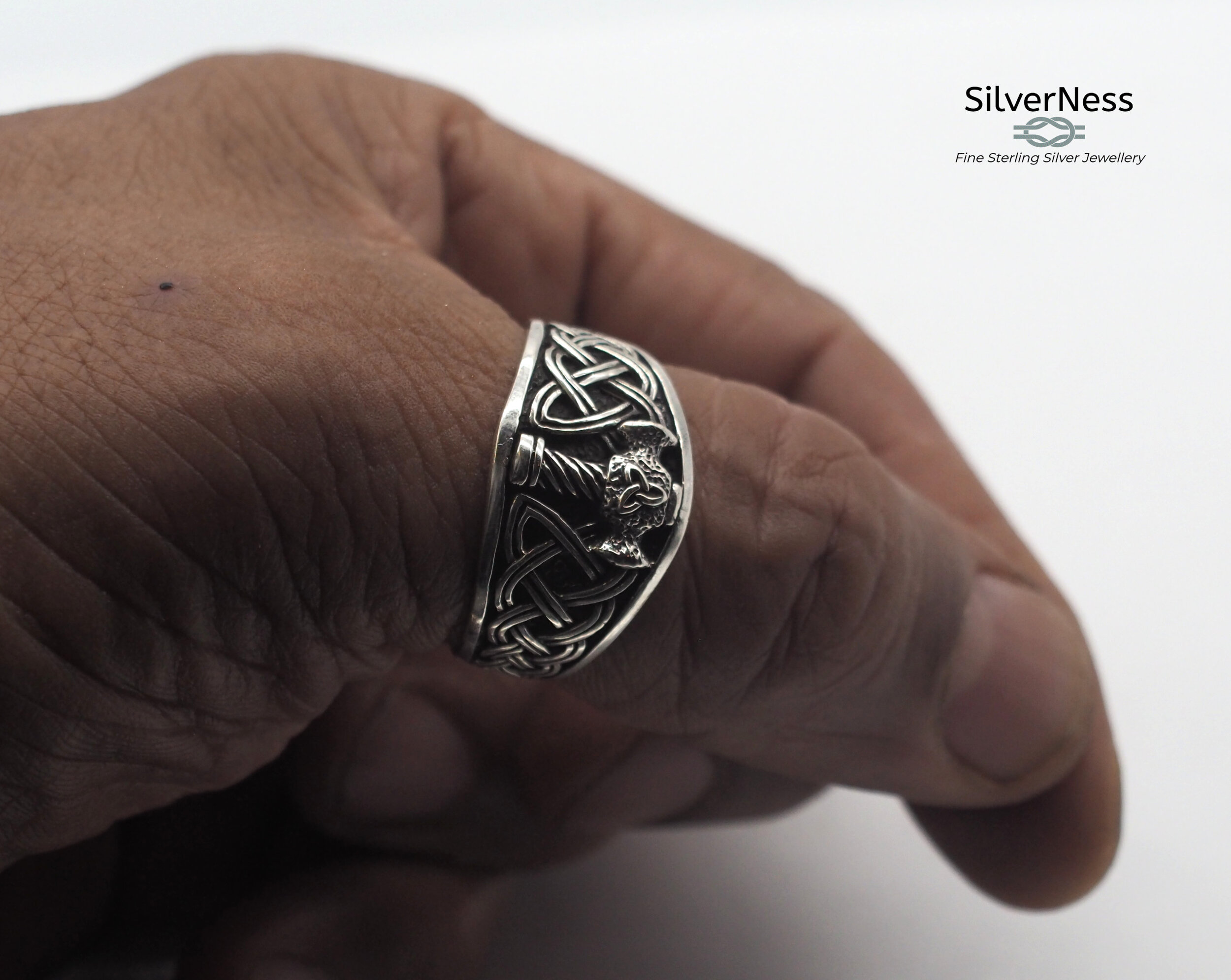 SilverNess Men's Jewellery Sri Yantra Ring Sterling Silver 925 