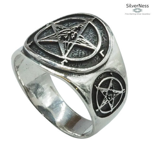 SilverNess Men's Jewellery  Pentagram Ring 925 Sterling Silver 