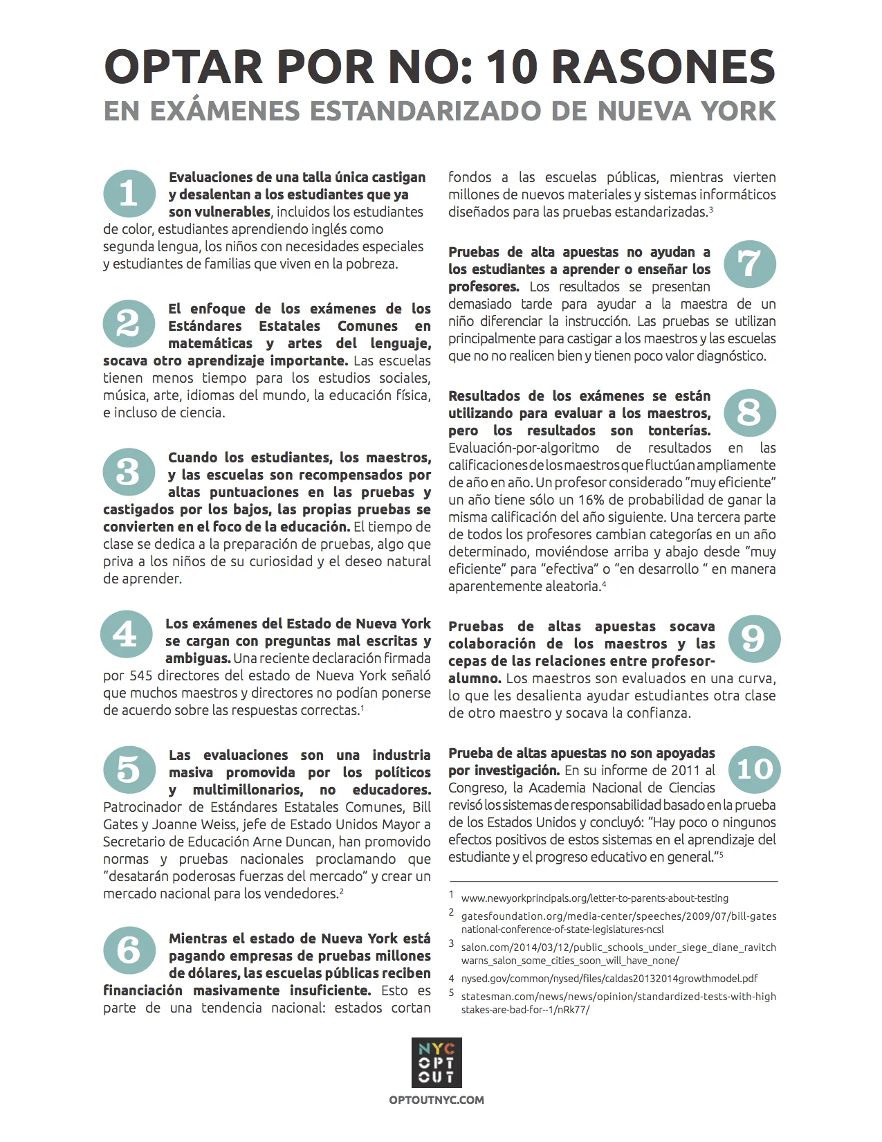Handouts For Organizers Nyc Opt Out