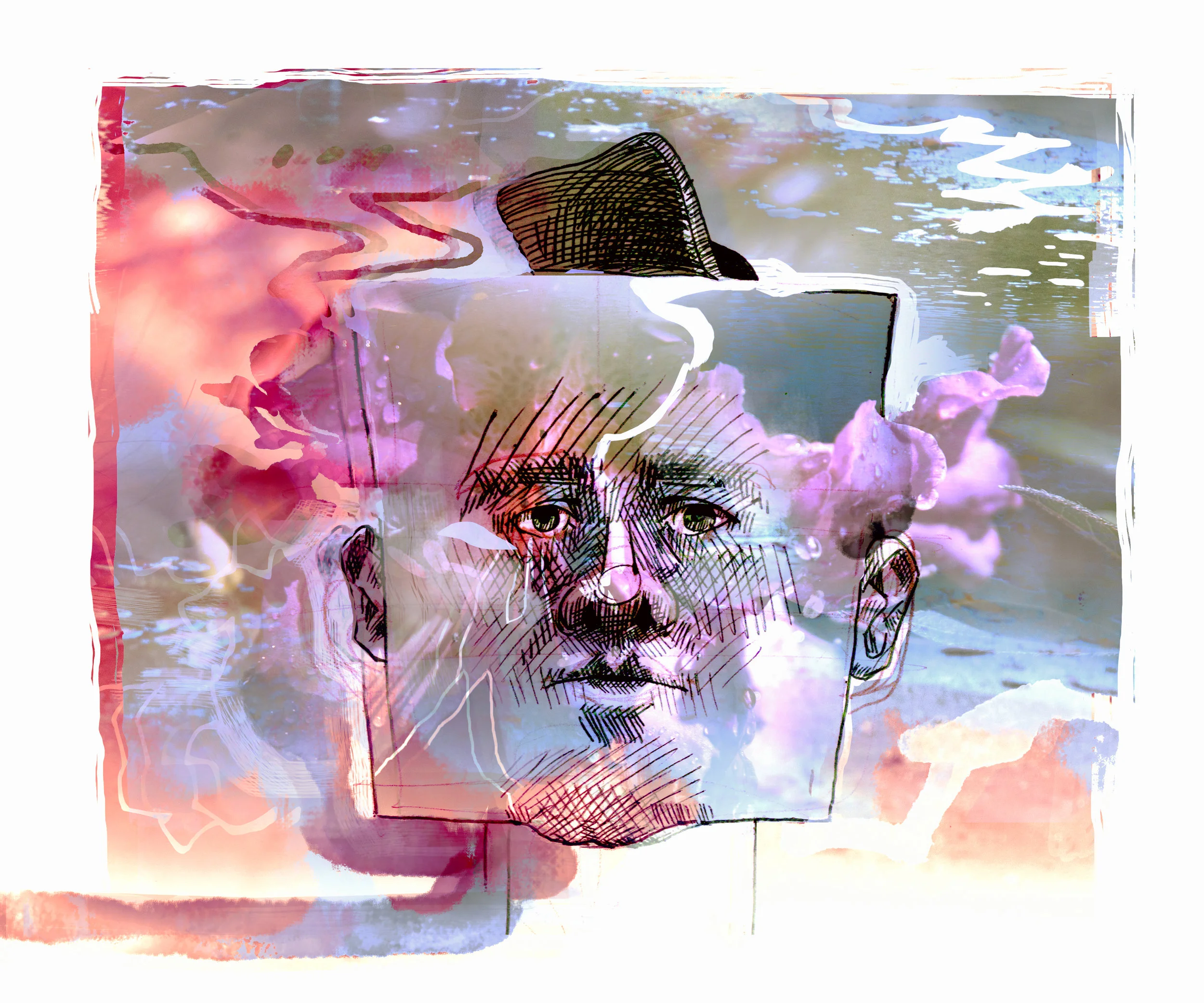 digital photograph and collage, pen, digital drawing