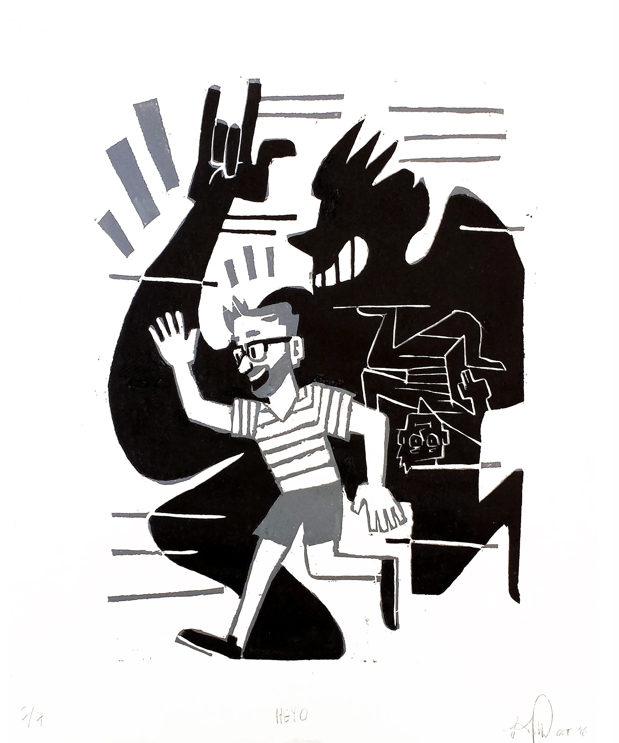 woodcut reduction print