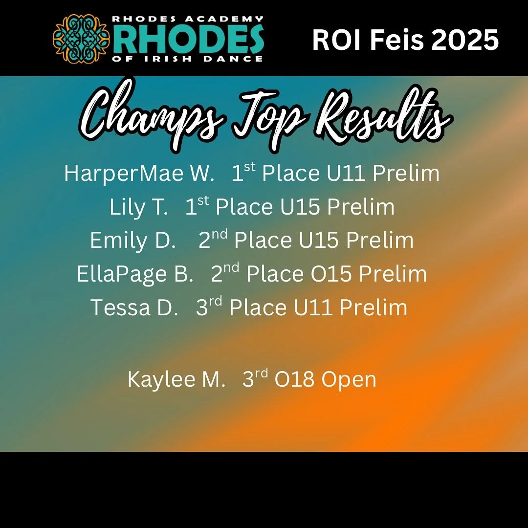 ✨RAID Champs: Day 1 @rhythmofirelandfeis 
Fantastic job to our champ dancers today. You really shined on stage. Proud of all of you!
Congratulations to our 1st place winners, Lily Taylor and HarperMae Wareing!! 🤩🤩
A great start to the fall feis