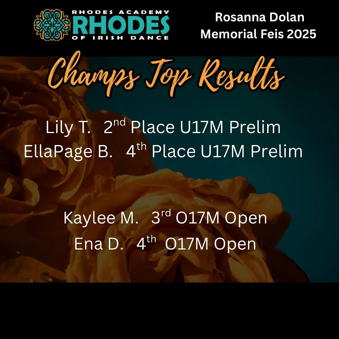 RAID Champs- Day 2 at the Rosanna Dolan Feis! 🌹☘️
Great dancing today ladies. The hard work is showing on stage, keep it up!! Consistency is key!
Thanks @rhythmofirelandfeis for hosting!