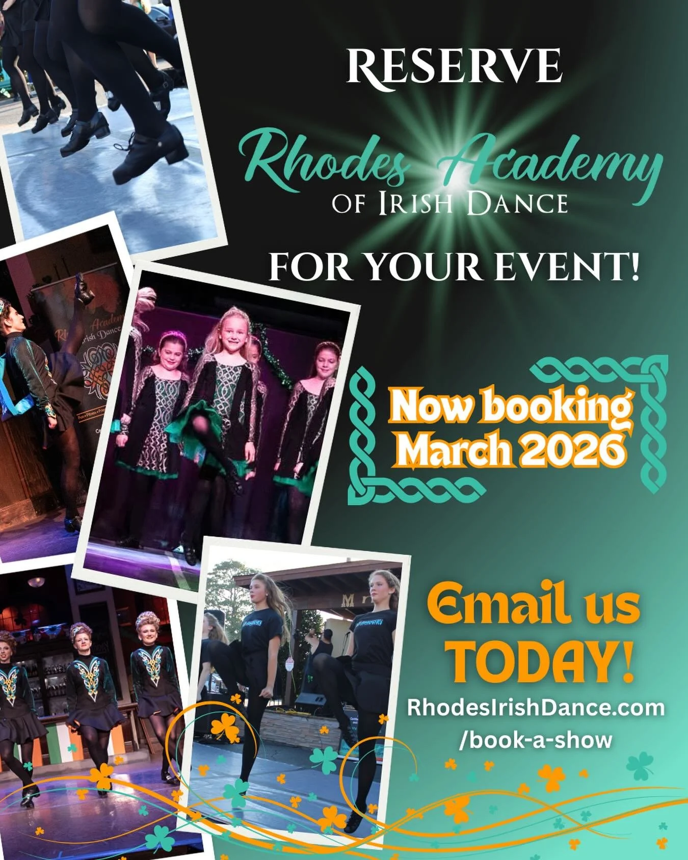 ☘️Reserve Rhodes Academy Irish Dancers for your 2026 March Event!!☘️

We are gearing up for our favorite time of year and we can&rsquo;t wait to celebrate around Hampton Roads. Irish dance is a great addition to any event, contact us today!!

Please 