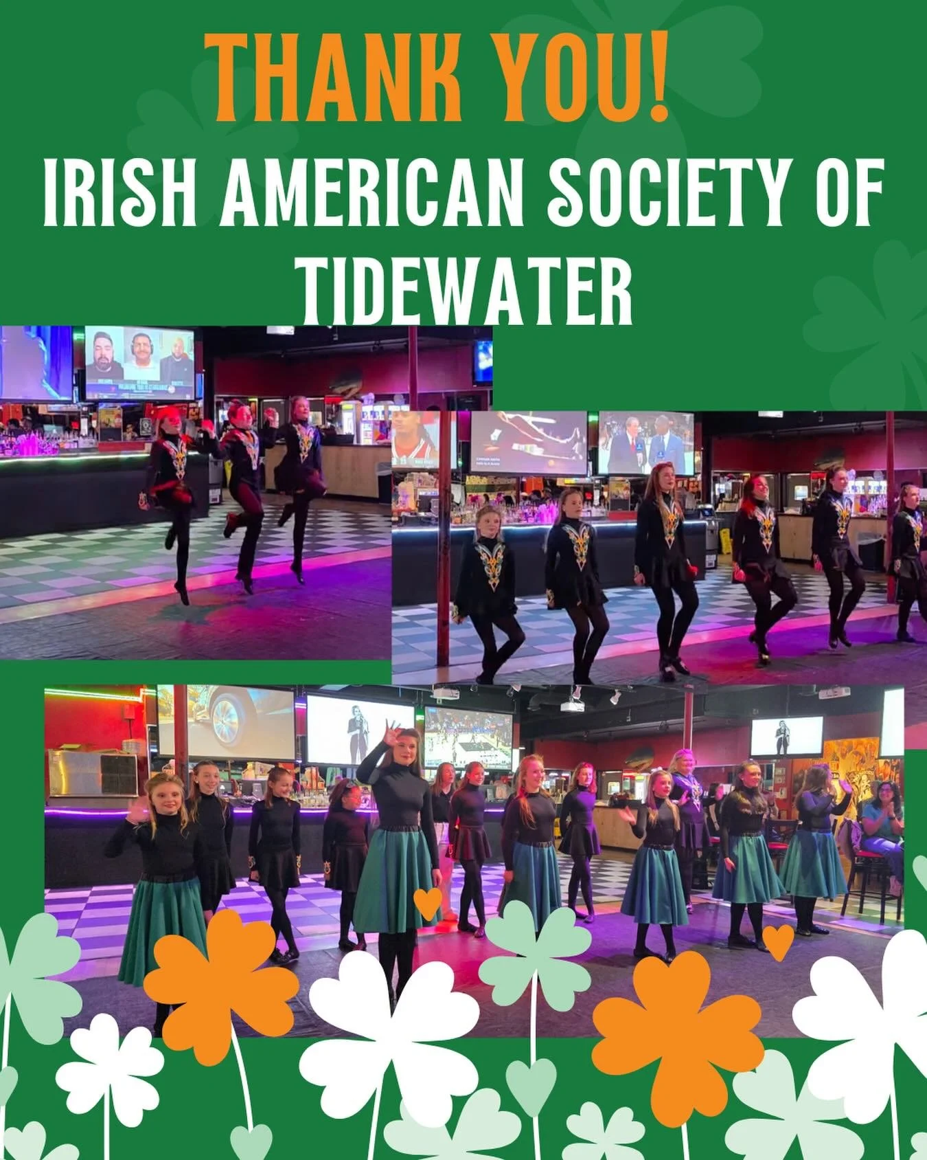 Finishing our night with the Irish American Society of Tidewater🇮🇪🇺🇸

Celebrating our Irish heritage throughout the community. Thank you @ias_tidewater for having us perform, we had a great time! 
.
.
.

✨Don&rsquo;t miss us at Busch Gardens on S