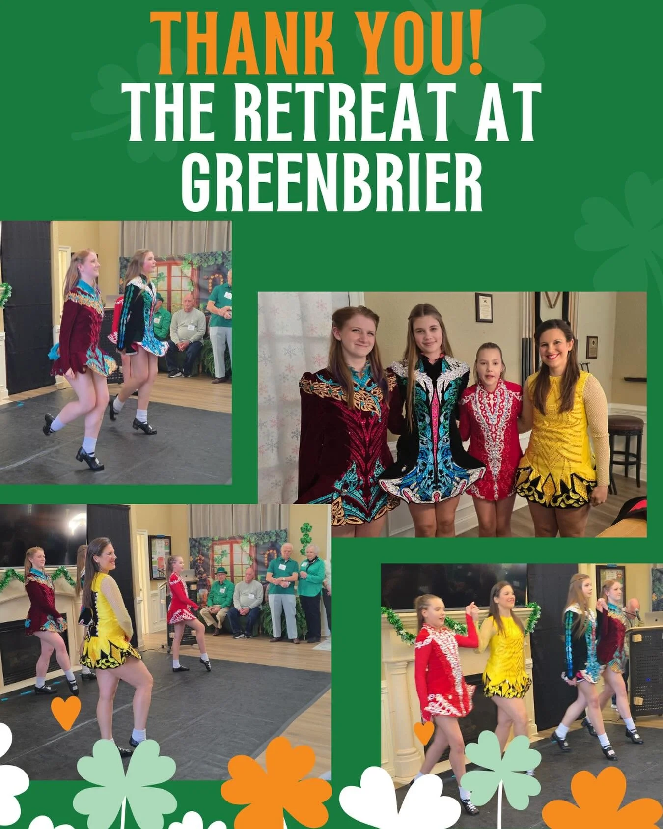 Thank you for having us surprise your party guests at The Retreat at Greenbrier!

What a great way to spend our St. Patrick&rsquo;s Day ☘️ 

Thank you Lily, Emily, Tessa and Roxanne. You are rockstars 🤩