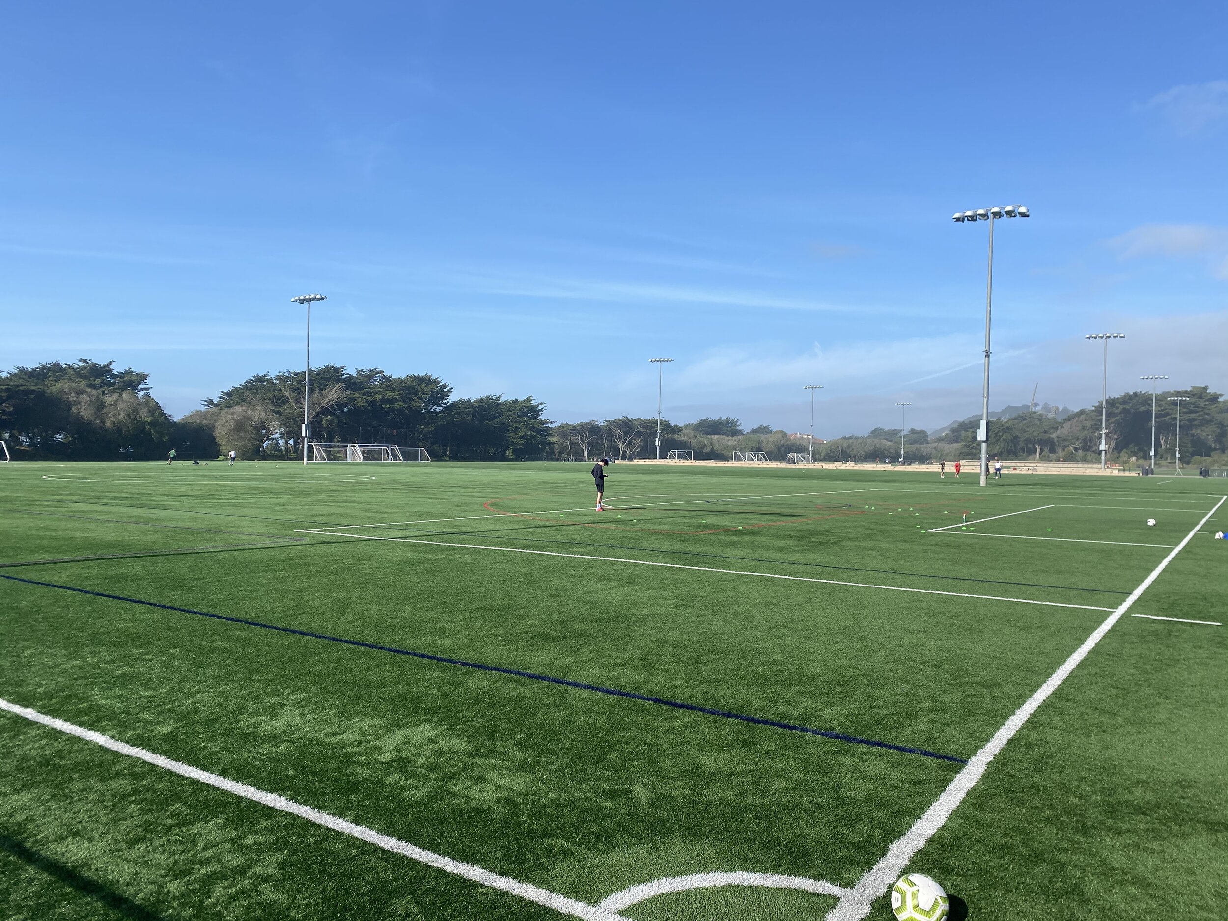 Large soccer fields near upscale residential neighborhood in